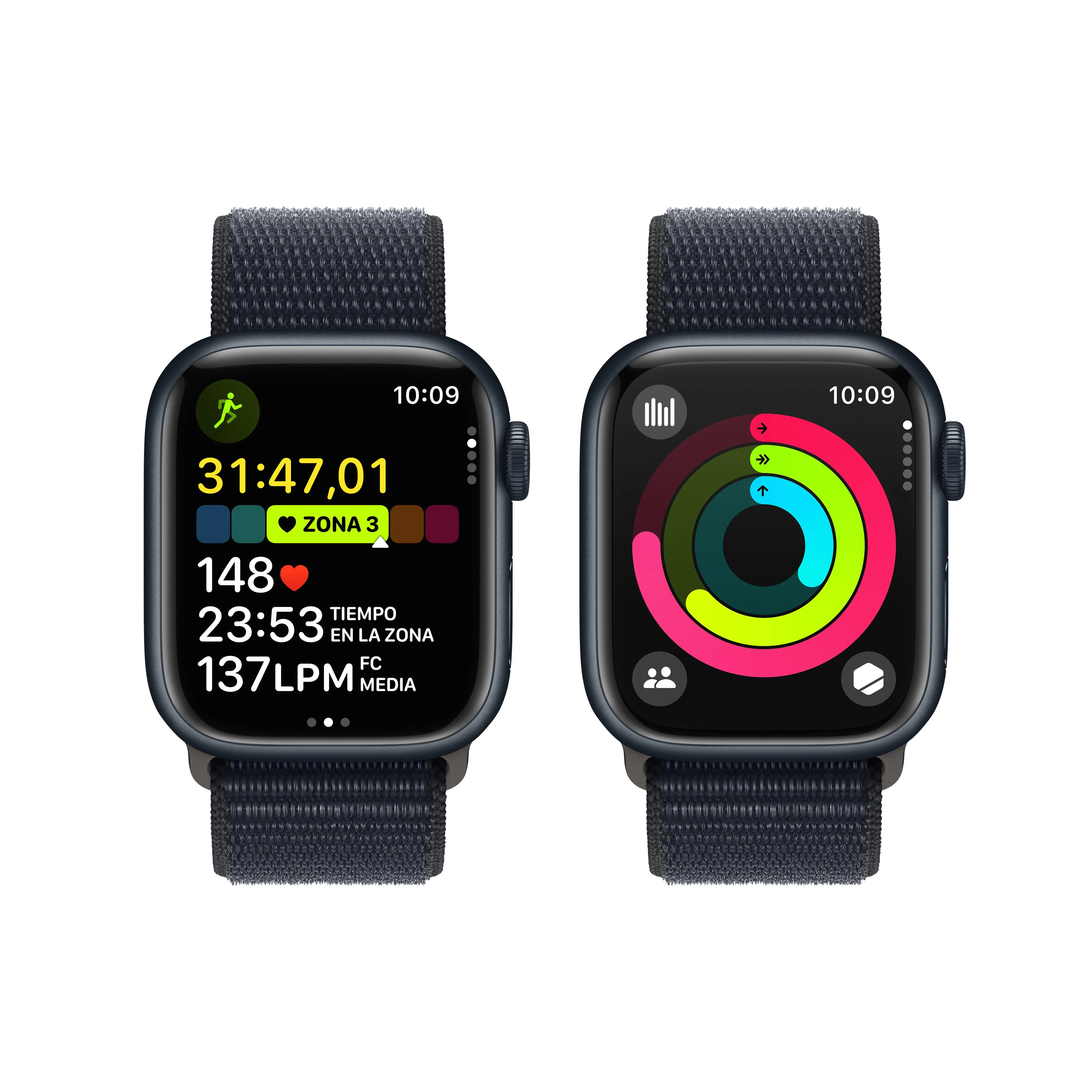 Apple Watch Series 9 (GPS) - Caja de aluminio en color medianoche de 41 mm - Correa Loop deportiva color medianoche - Image 8