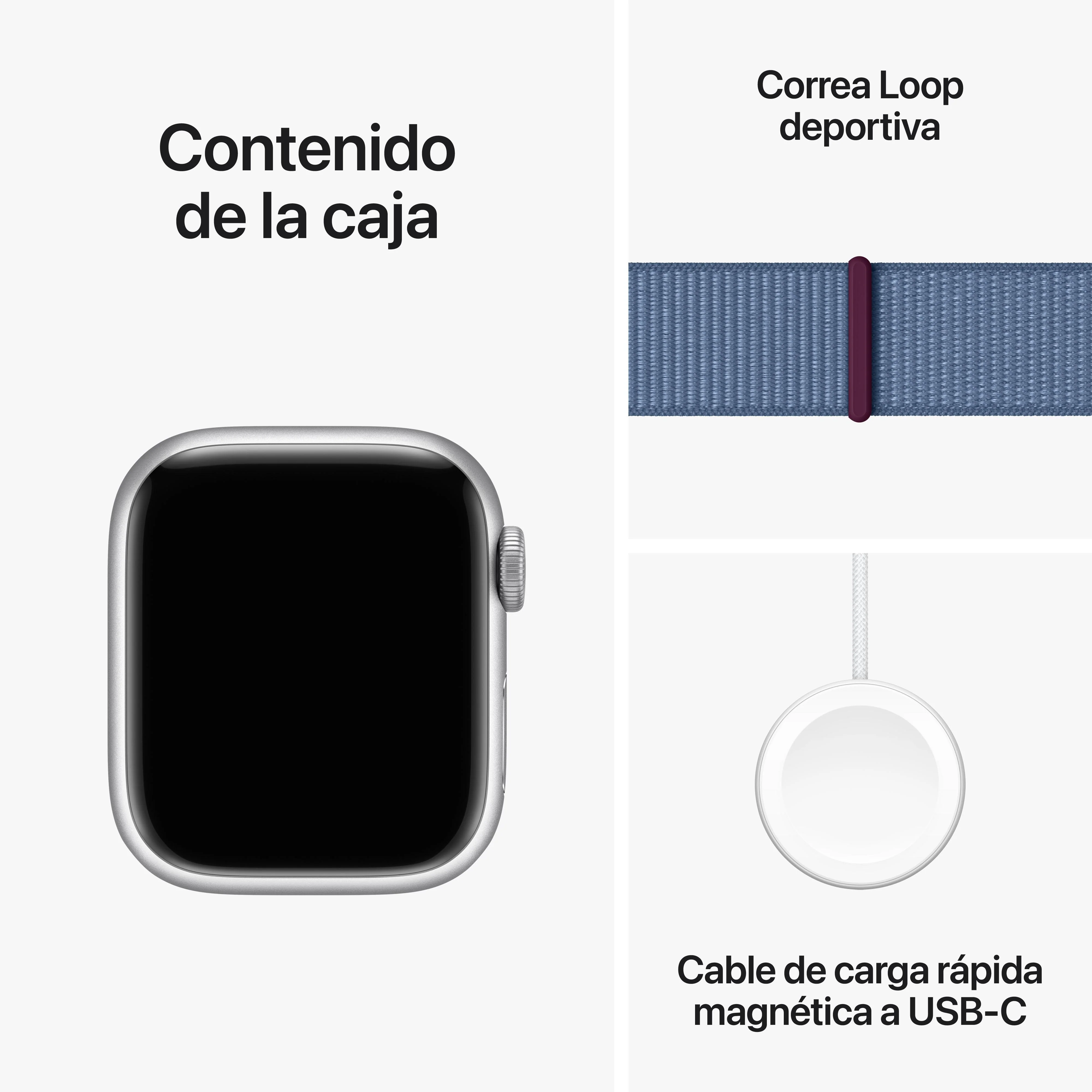 Apple Watch Series 9 (GPS) - Caja de aluminio en plata de 41 mm - Correa Loop deportiva azul invierno - Image 10
