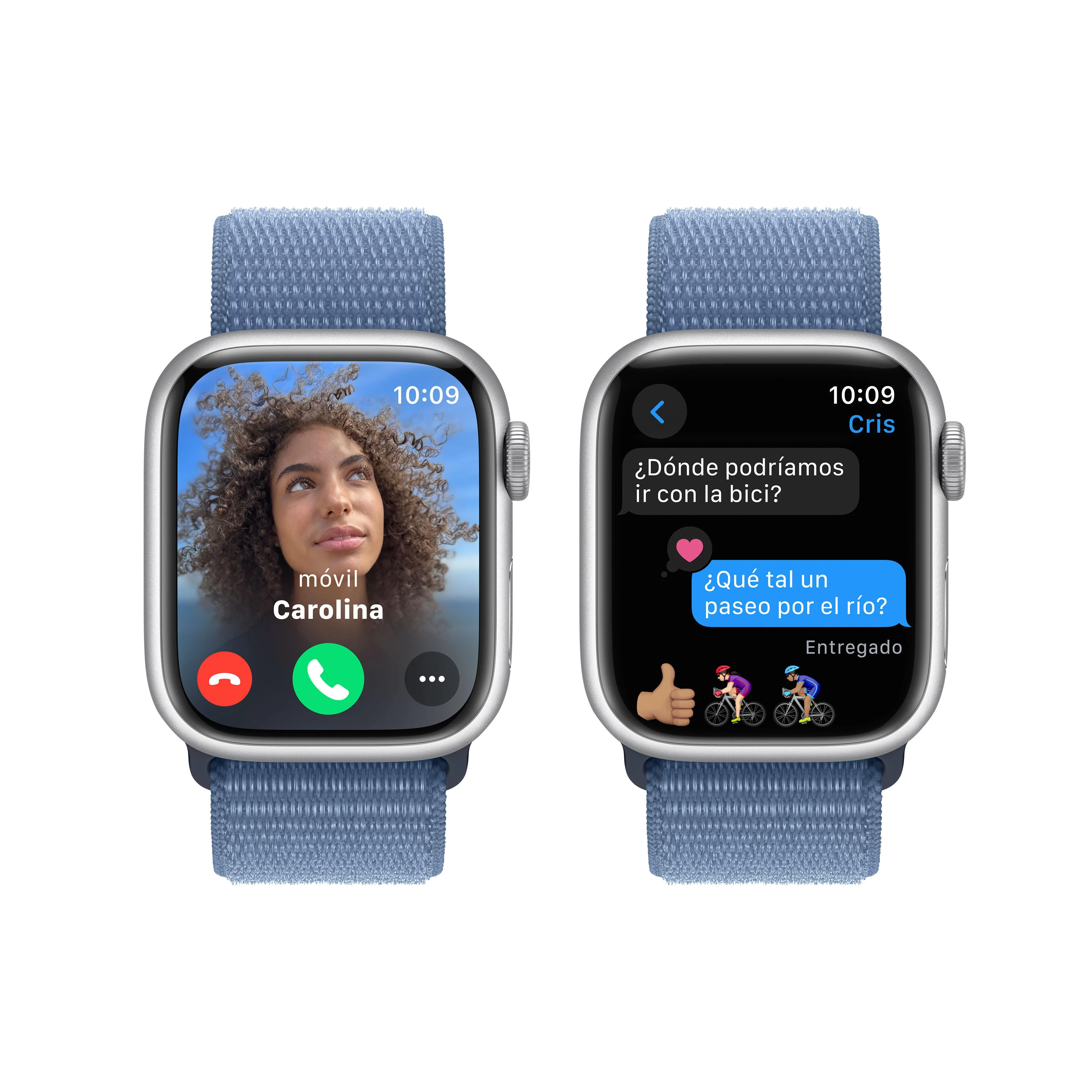 Apple Watch Series 9 (GPS) - Caja de aluminio en plata de 41 mm - Correa Loop deportiva azul invierno - Image 6