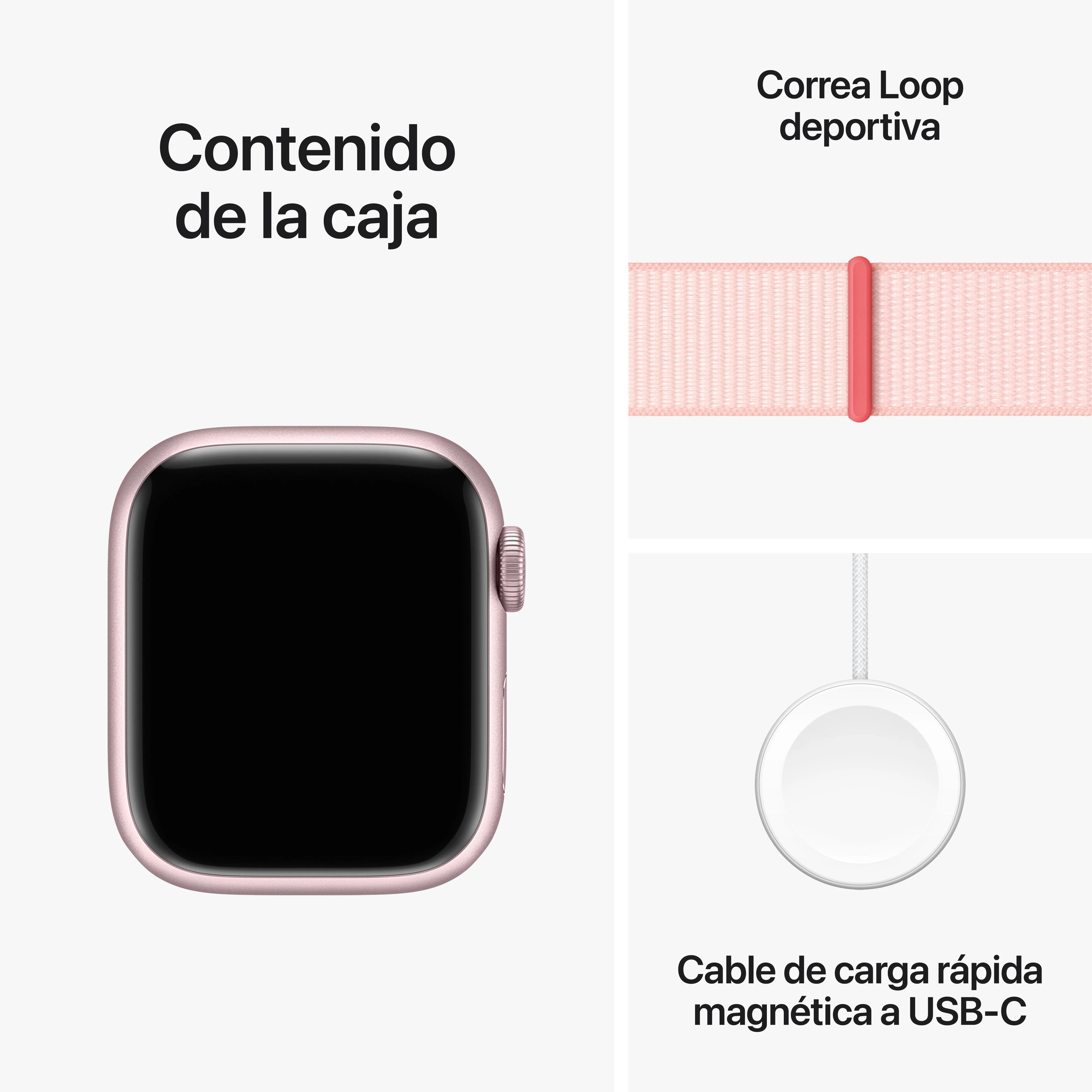 Apple Watch Series 9 (GPS) - Caja de aluminio en rosa de 41 mm - Correa Loop deportiva rosa claro - Image 10