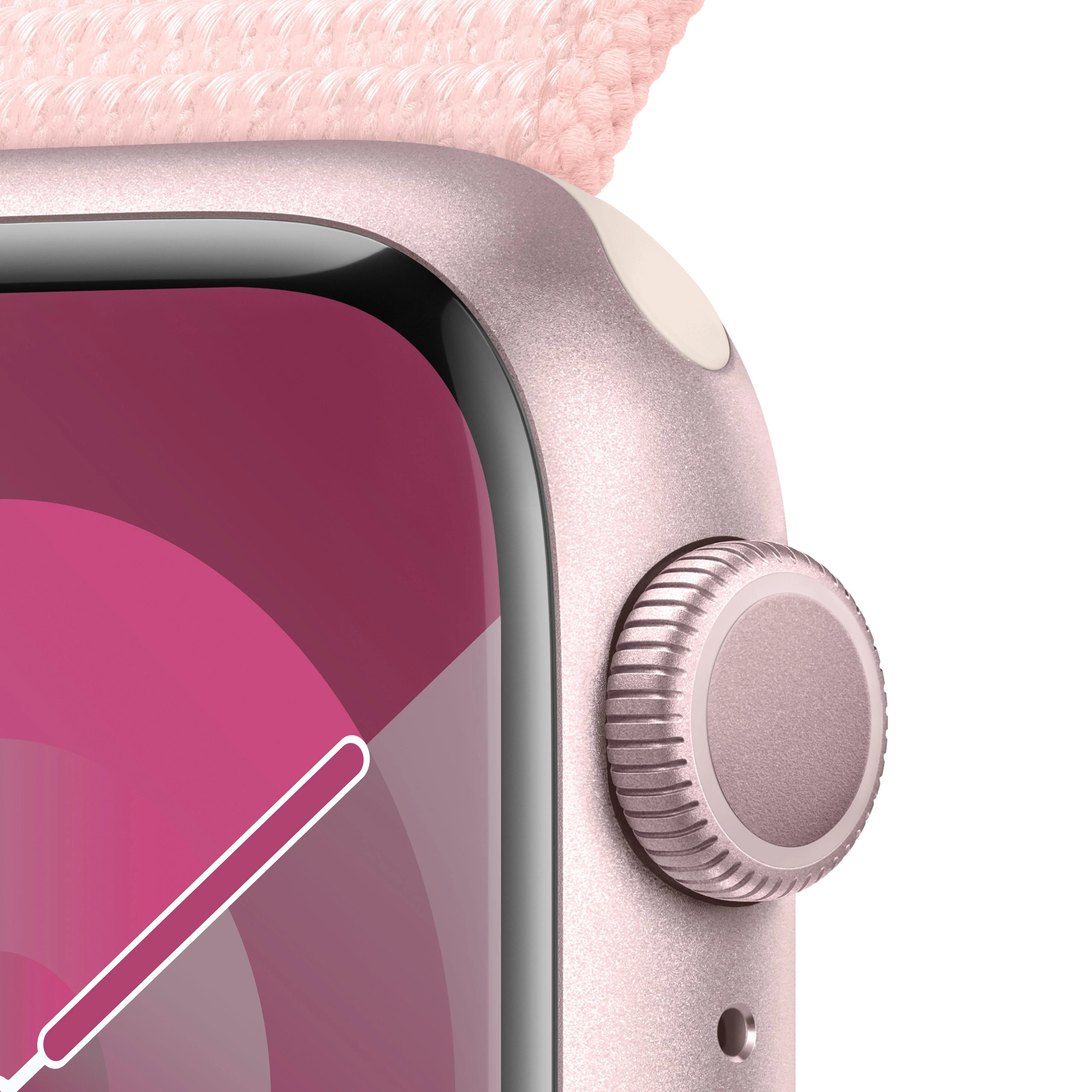 Apple Watch Series 9 (GPS) - Caja de aluminio en rosa de 41 mm - Correa Loop deportiva rosa claro - Image 3