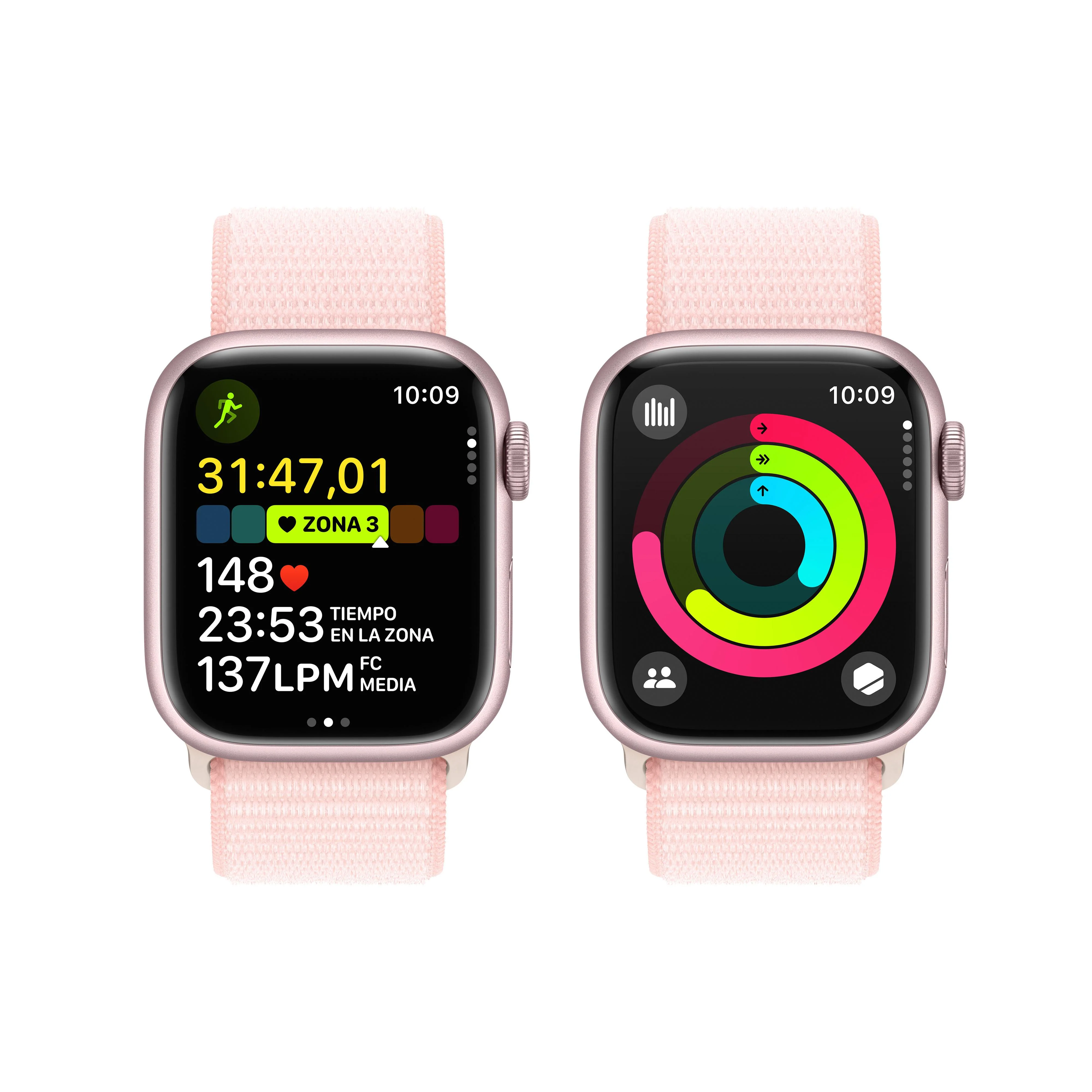 Apple Watch Series 9 (GPS) - Caja de aluminio en rosa de 41 mm - Correa Loop deportiva rosa claro - Image 8