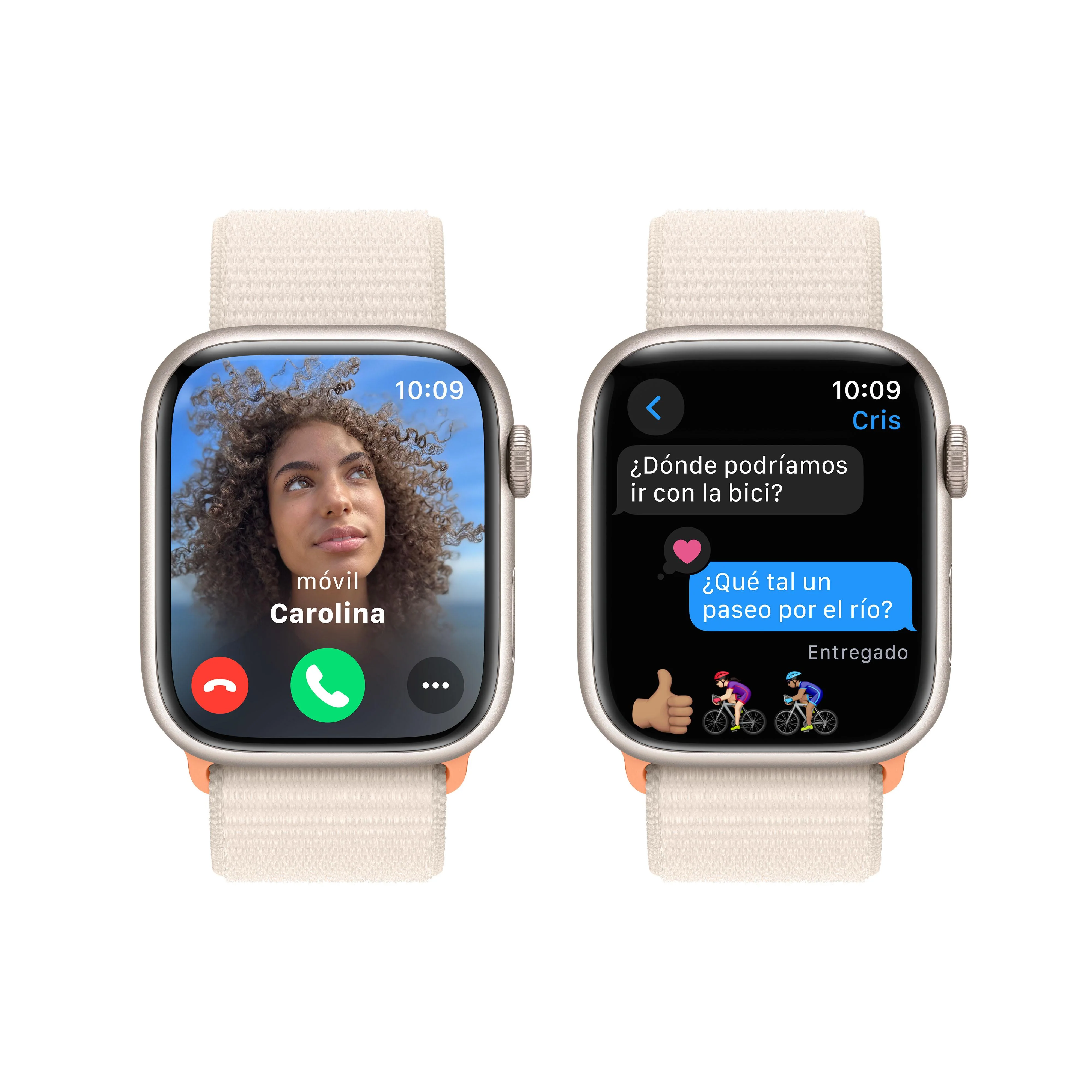 Apple Watch Series 9 (GPS) - Caja de aluminio en blanco estrella de 45 mm - Correa Loop deportiva blanco estrella - Image 6
