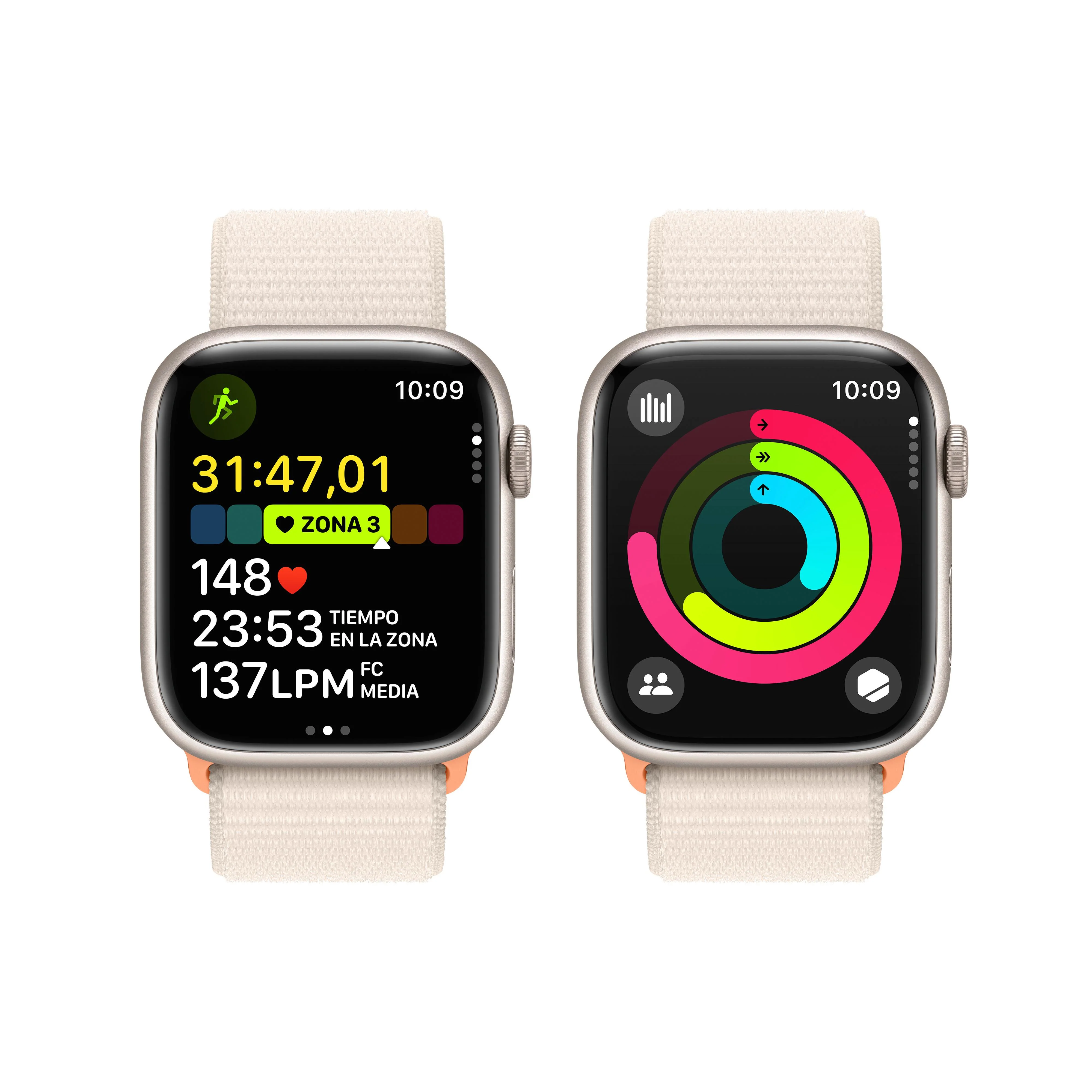 Apple Watch Series 9 (GPS) - Caja de aluminio en blanco estrella de 45 mm - Correa Loop deportiva blanco estrella - Image 8