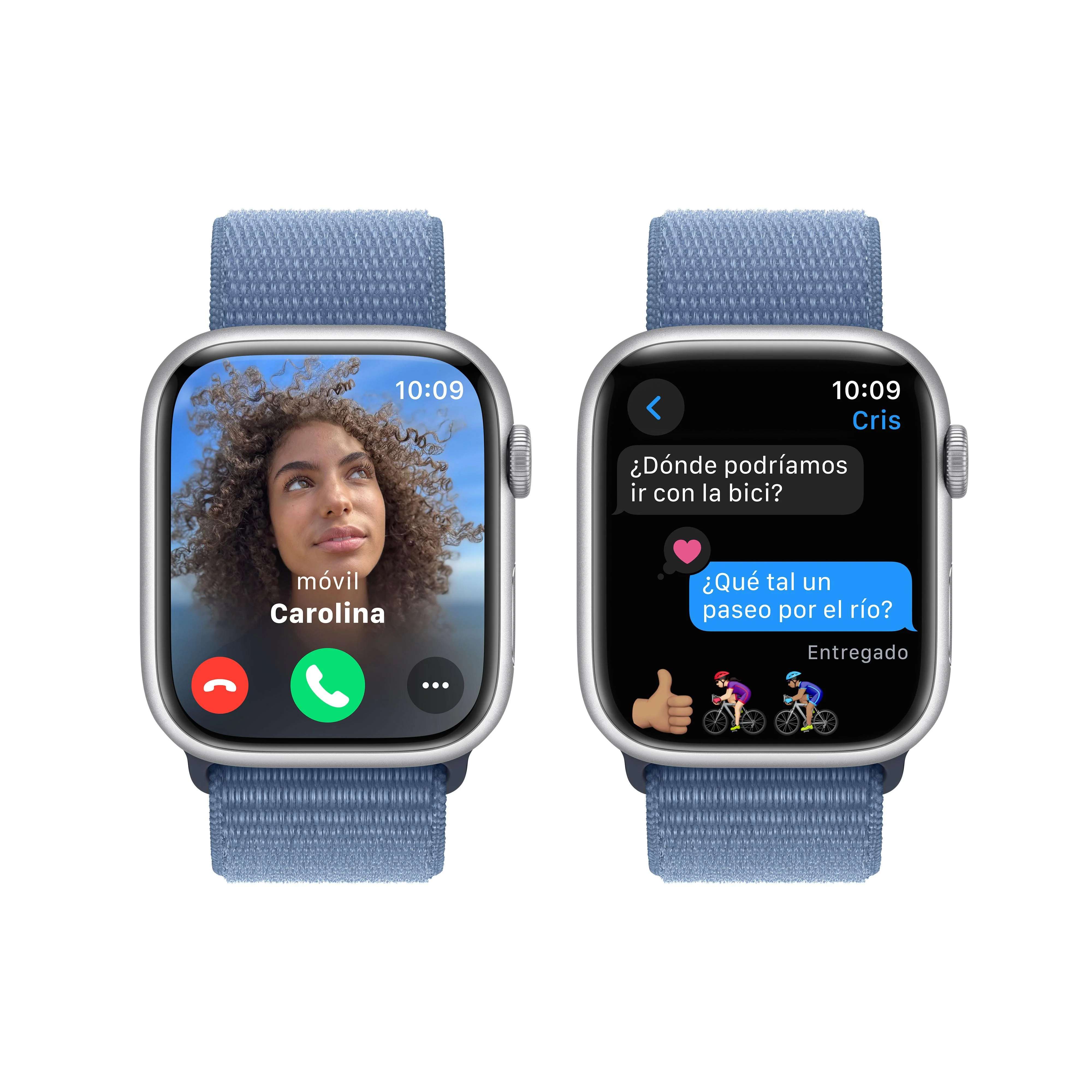 Apple Watch Series 9 (GPS) - Caja de aluminio en plata de 45 mm - Correa Loop deportiva azul invierno - Image 6