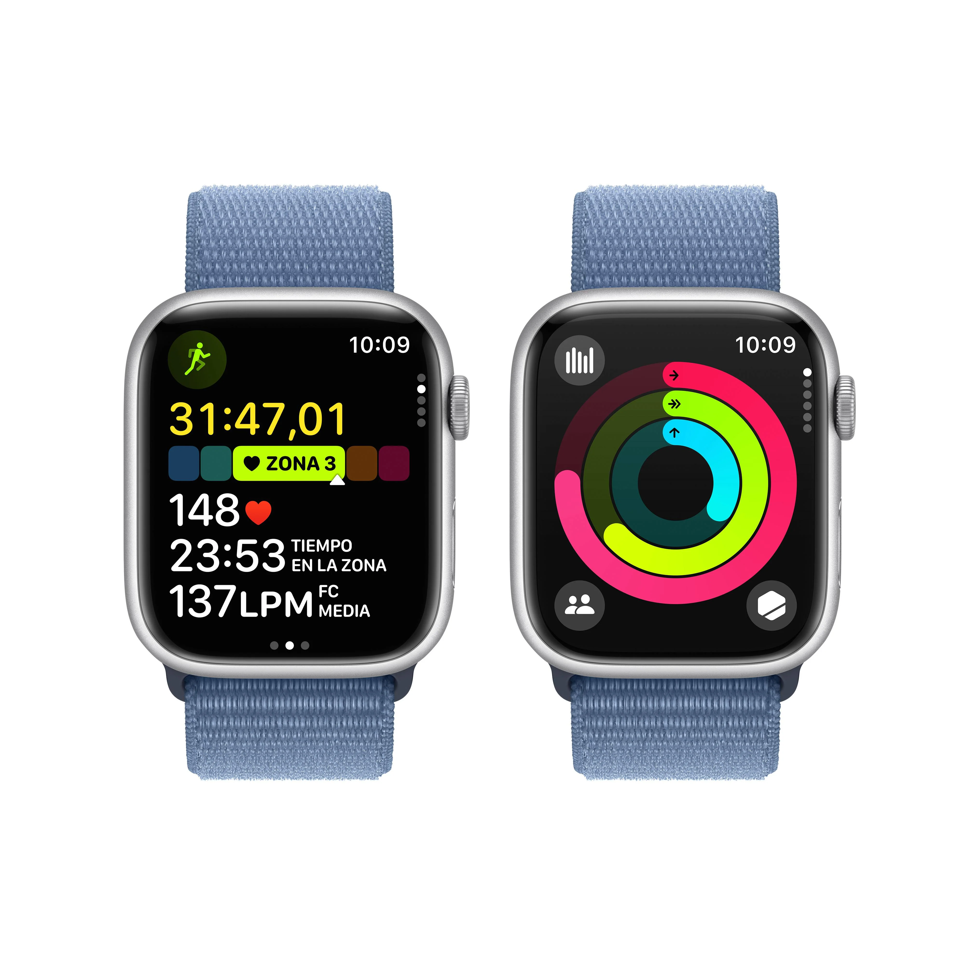 Apple Watch Series 9 (GPS) - Caja de aluminio en plata de 45 mm - Correa Loop deportiva azul invierno - Image 8