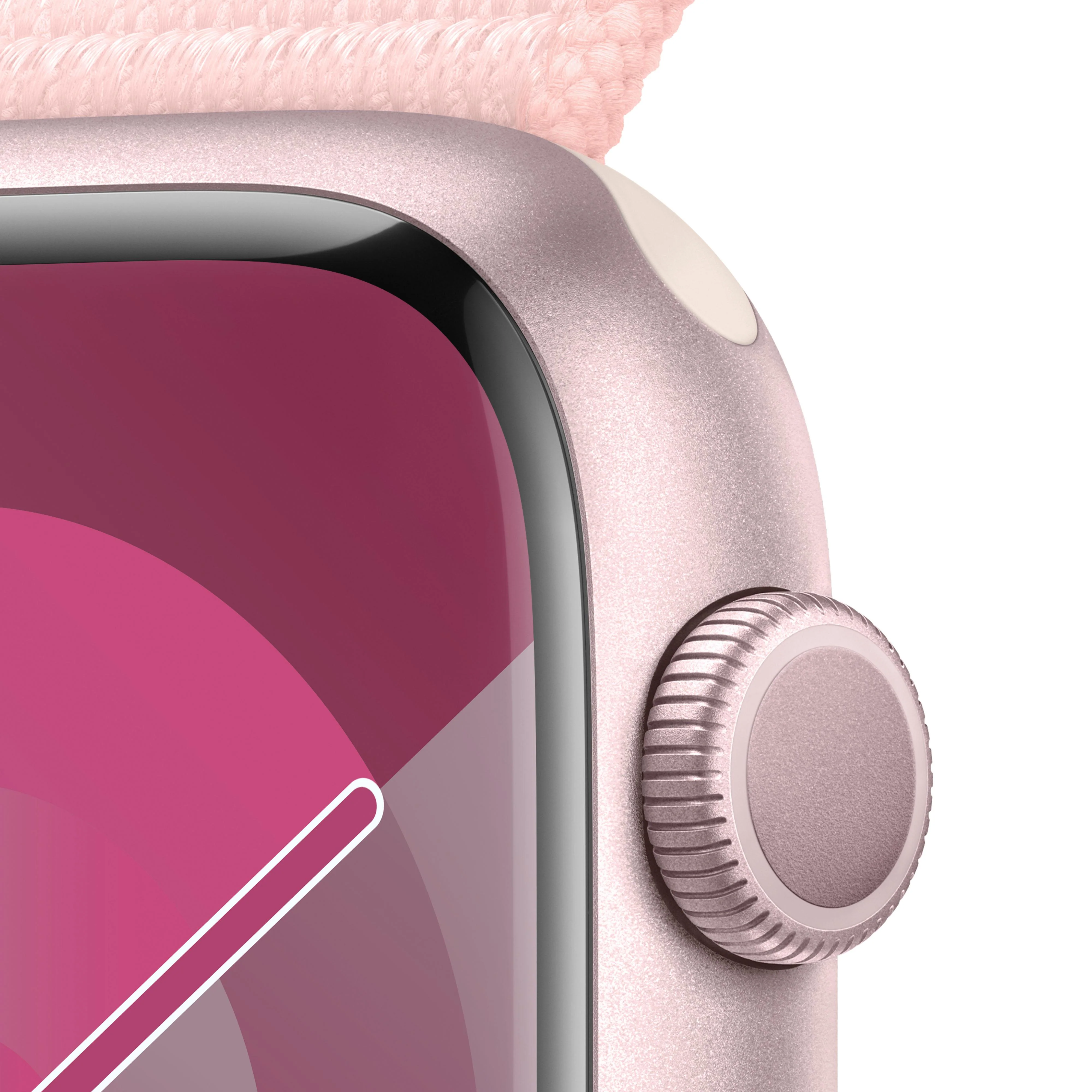 Apple Watch Series 9 (GPS) - Caja de aluminio en rosa de 45 mm - Correa Loop deportiva rosa claro - Image 3