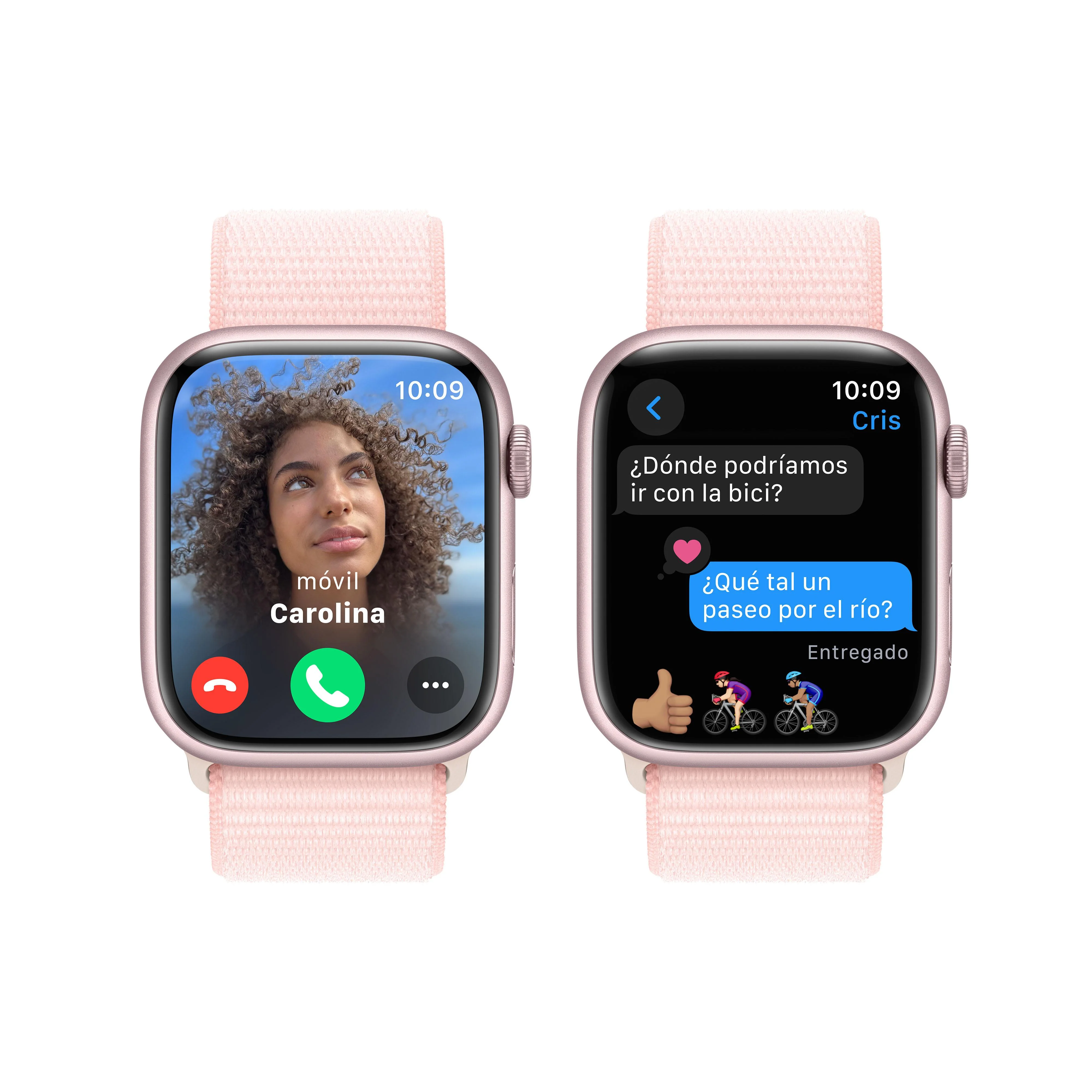 Apple Watch Series 9 (GPS) - Caja de aluminio en rosa de 45 mm - Correa Loop deportiva rosa claro - Image 6