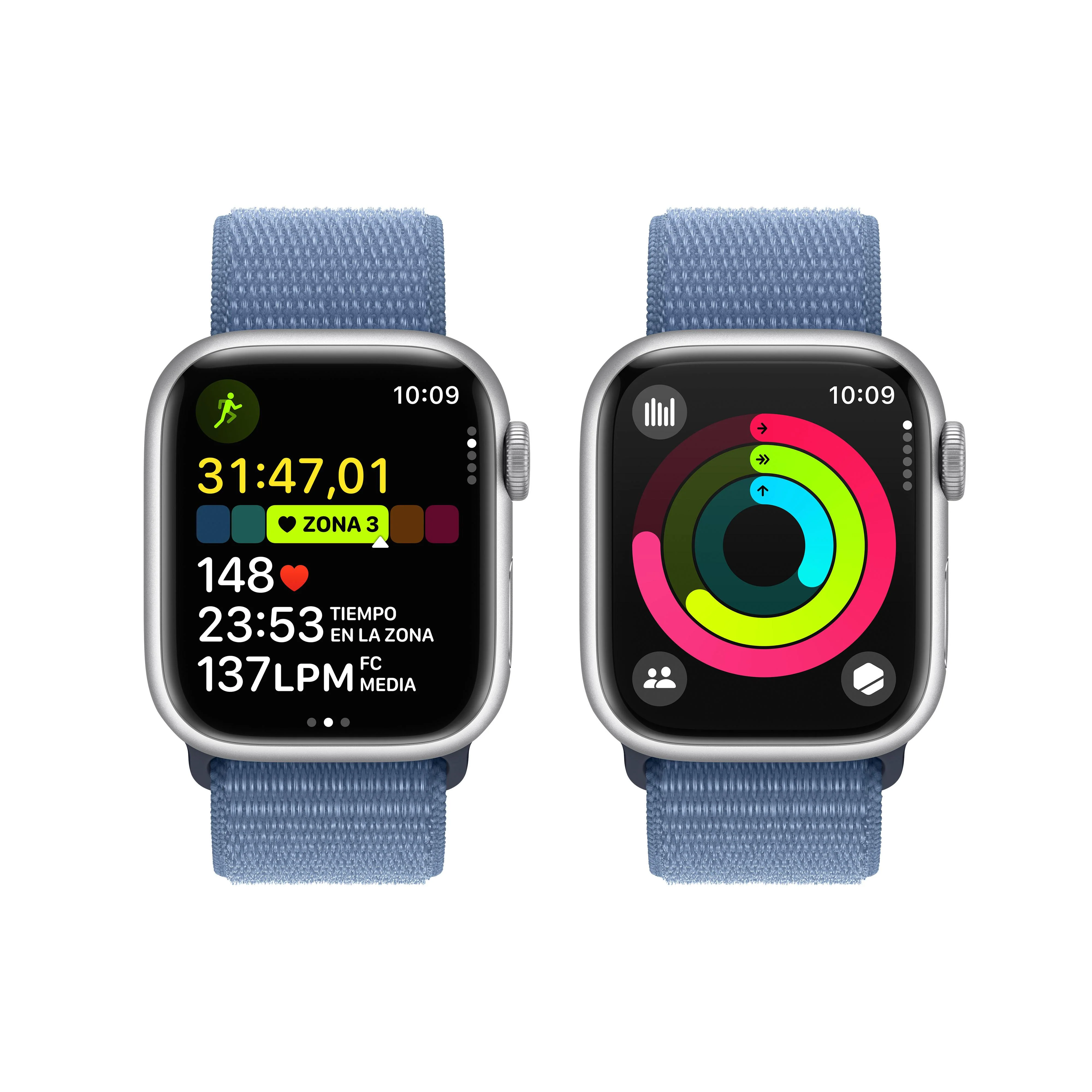 Apple Watch Series 9 (GPS + Cellular) - Caja de aluminio en plata de 41 mm - Correa Loop deportiva azul invierno - Image 8