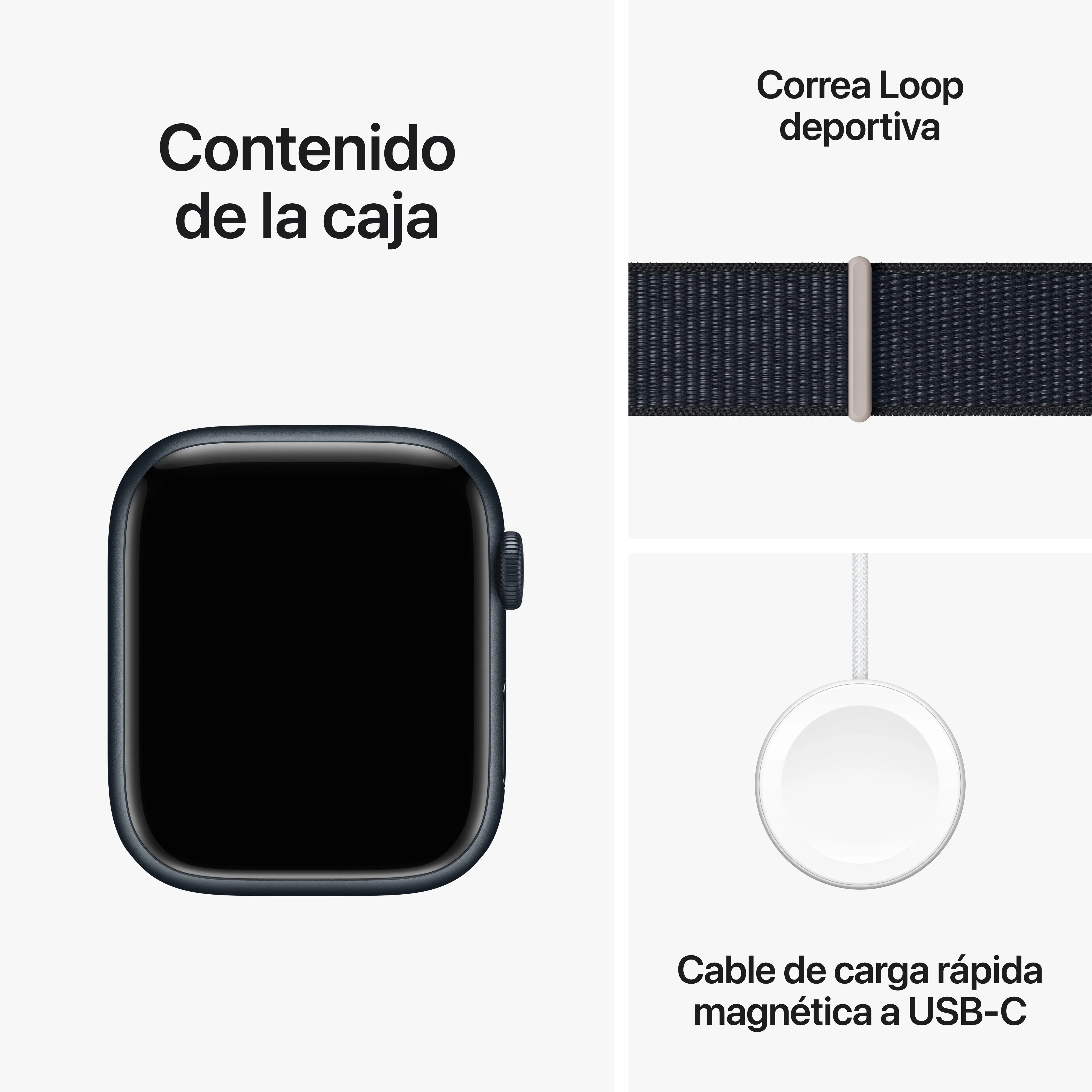 Apple Watch Series 9 (GPS + Cellular) - Caja de aluminio en color medianoche de 45 mm - Correa Loop deportiva color medianoche - Image 10