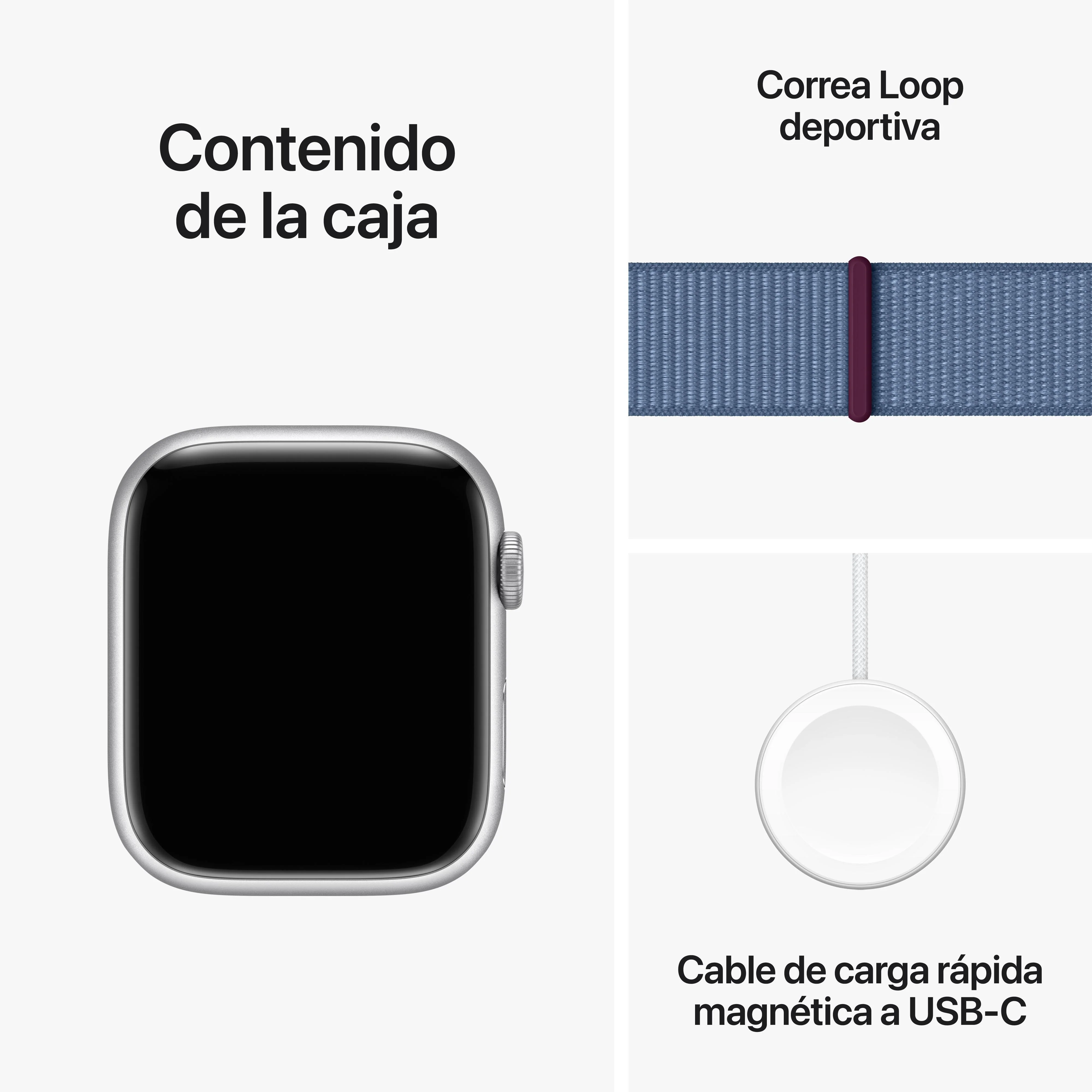 Apple Watch Series 9 (GPS + Cellular) - Caja de aluminio en plata de 45 mm - Correa Loop deportiva azul invierno - Image 10
