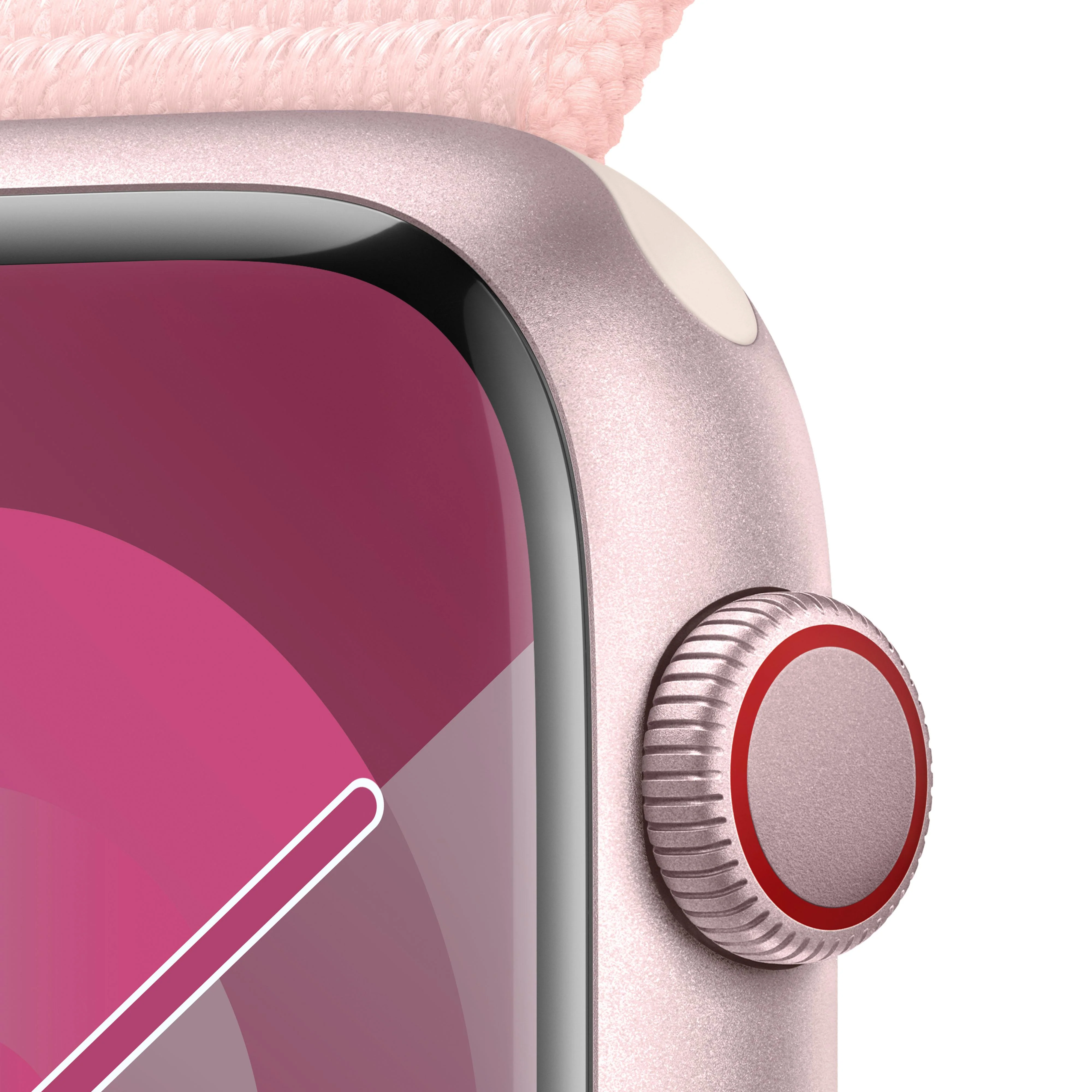 Apple Watch Series 9 (GPS + Cellular) - Caja de aluminio en rosa de 45 mm - Correa Loop deportiva rosa claro - Image 3