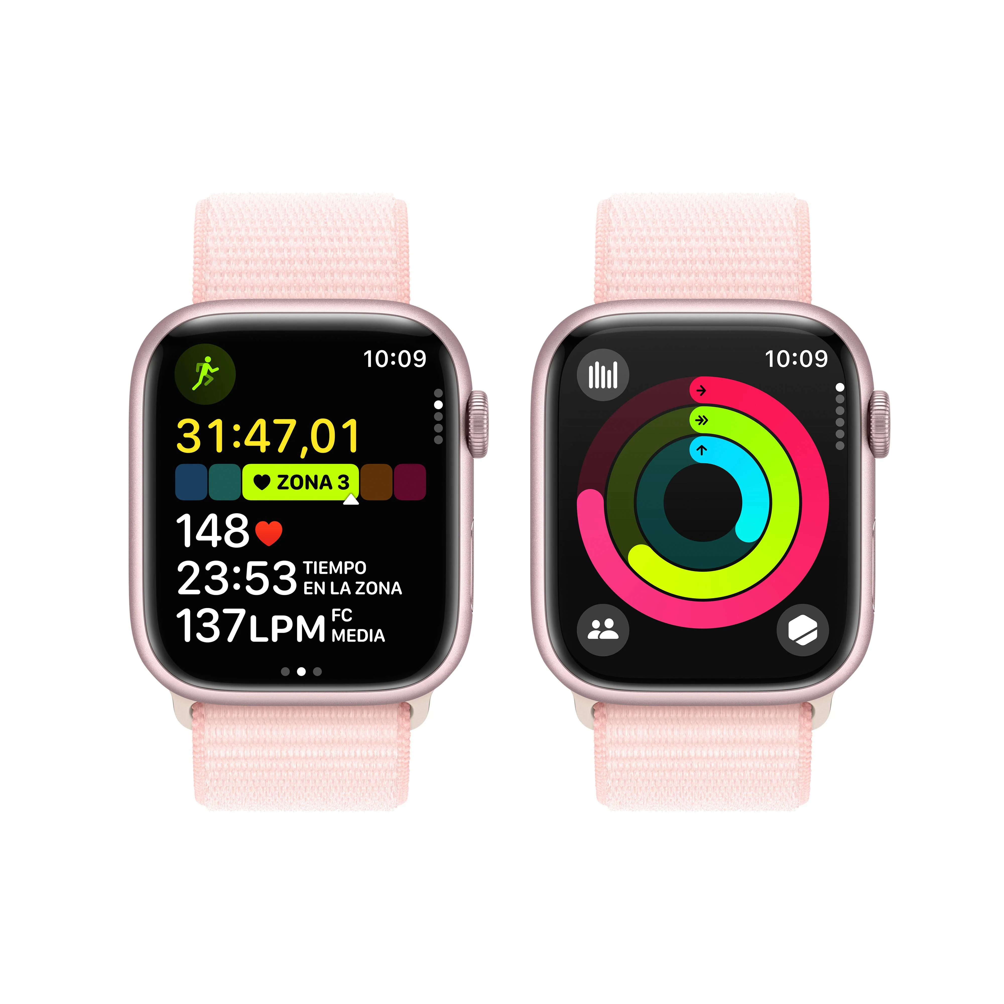 Apple Watch Series 9 (GPS + Cellular) - Caja de aluminio en rosa de 45 mm - Correa Loop deportiva rosa claro - Image 8