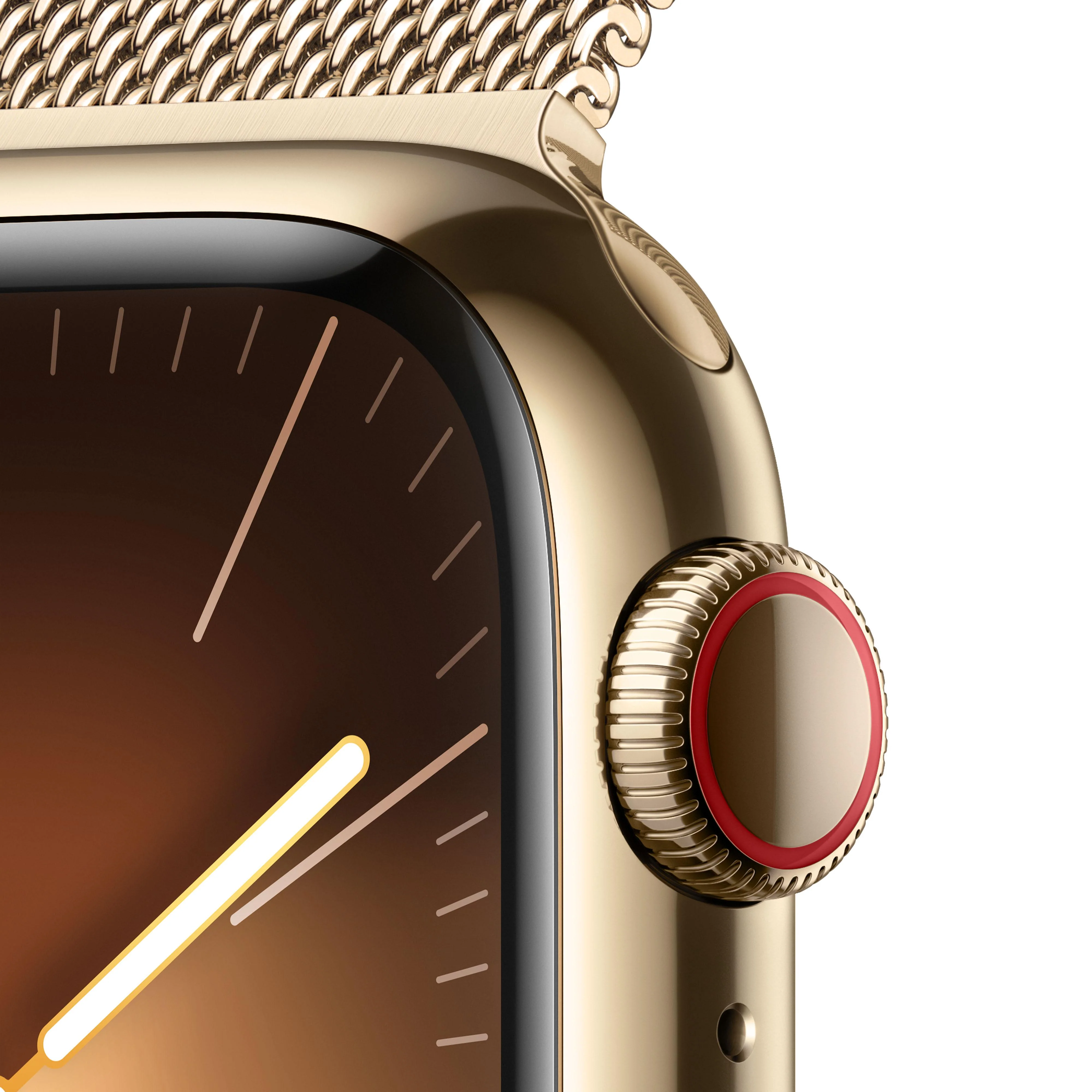 Apple Watch Series 9 (GPS + Cellular) - Caja de acero inoxidable en oro de 41 mm - Pulsera Milanese Loop en oro - Image 3