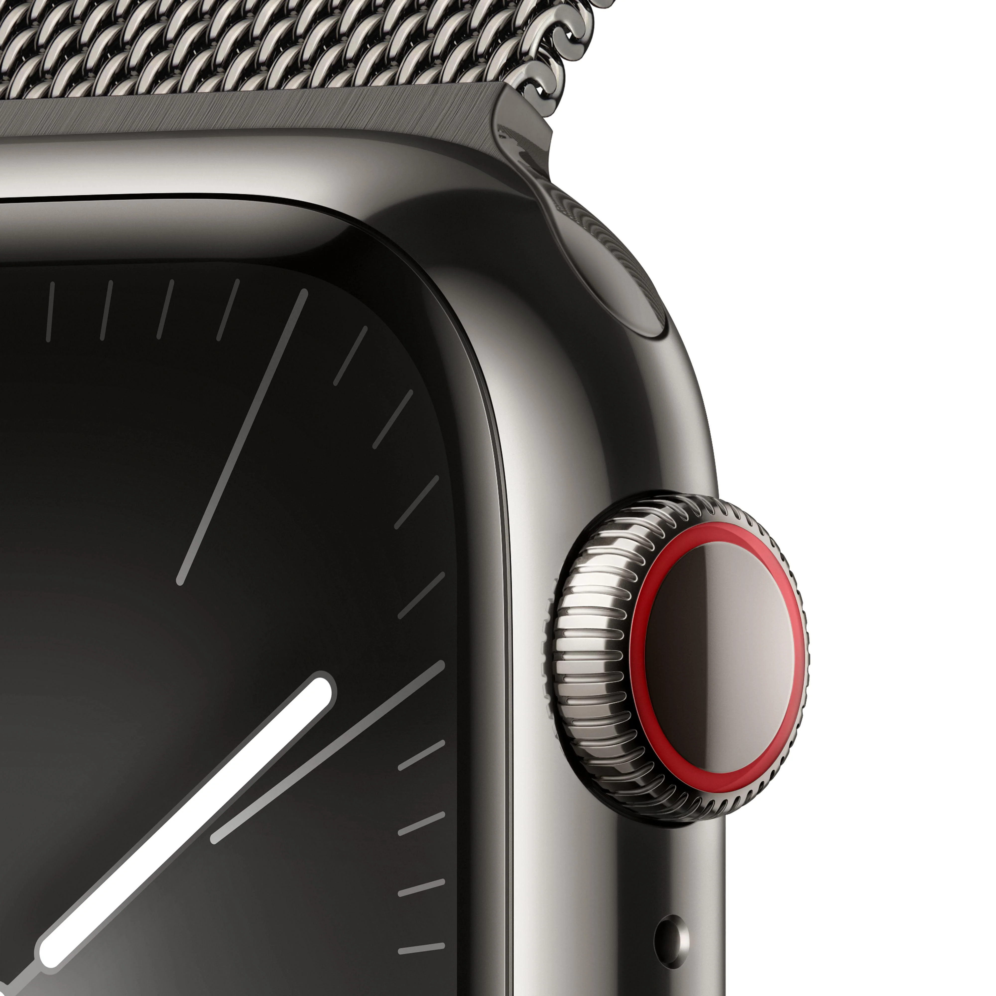 Apple Watch Series 9 (GPS + Cellular) - Caja de acero inoxidable en grafito de 41 mm - Pulsera Milanese Loop en grafito - Image 3