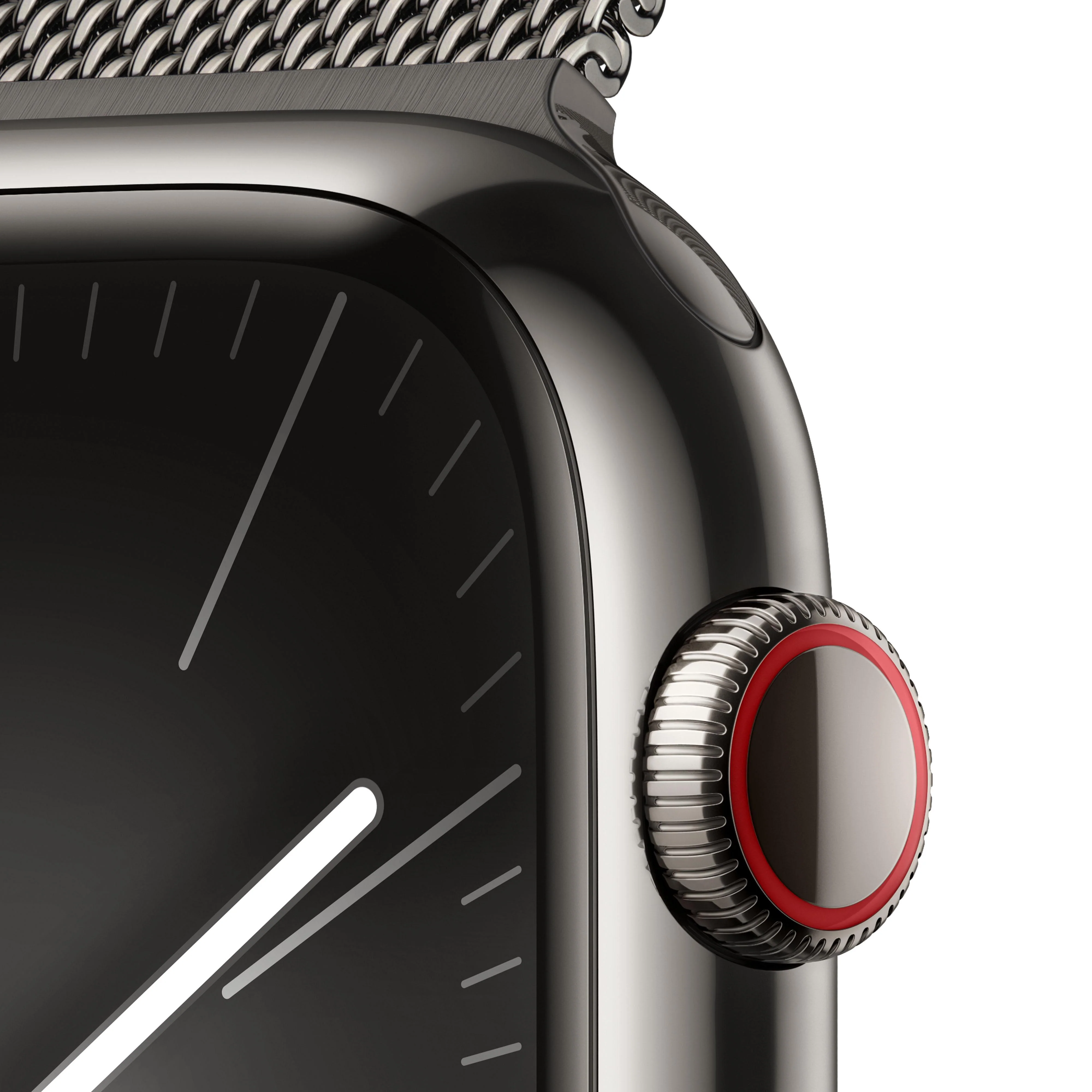 Apple Watch Series 9 (GPS + Cellular) - Caja de acero inoxidable en grafito de 45 mm - Pulsera Milanese Loop en grafito - Image 3