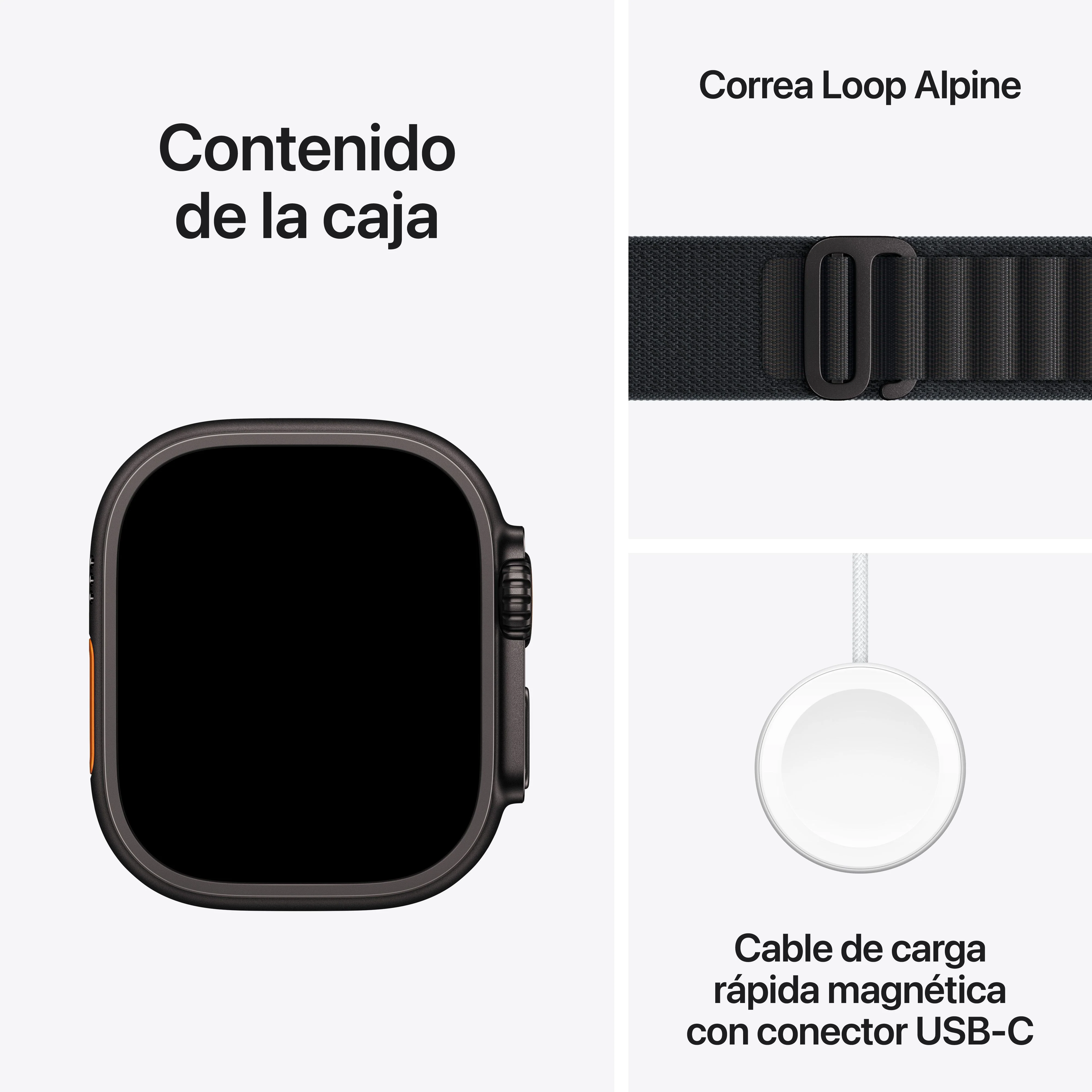 Apple Watch Ultra 3 (GPS + Cellular) - Caja de titanio negro de 49 mm - Correa Loop Alpine negra - Talla M - Image 8