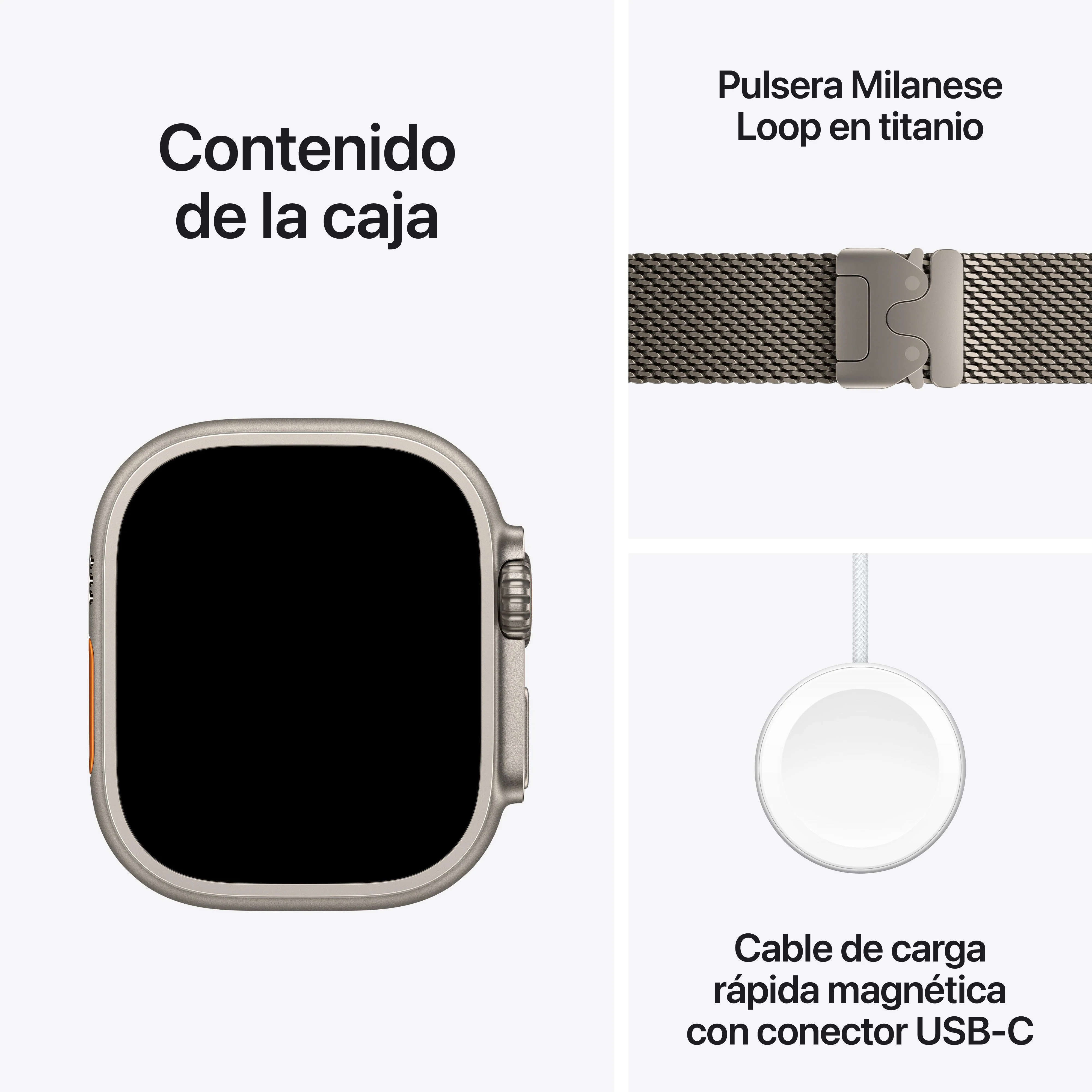 Apple Watch Ultra 3 (GPS + Cellular) - Caja de titanio natural de 49 mm - Pulsera Milanese Loop en titanio natural - Talla S - Image 8