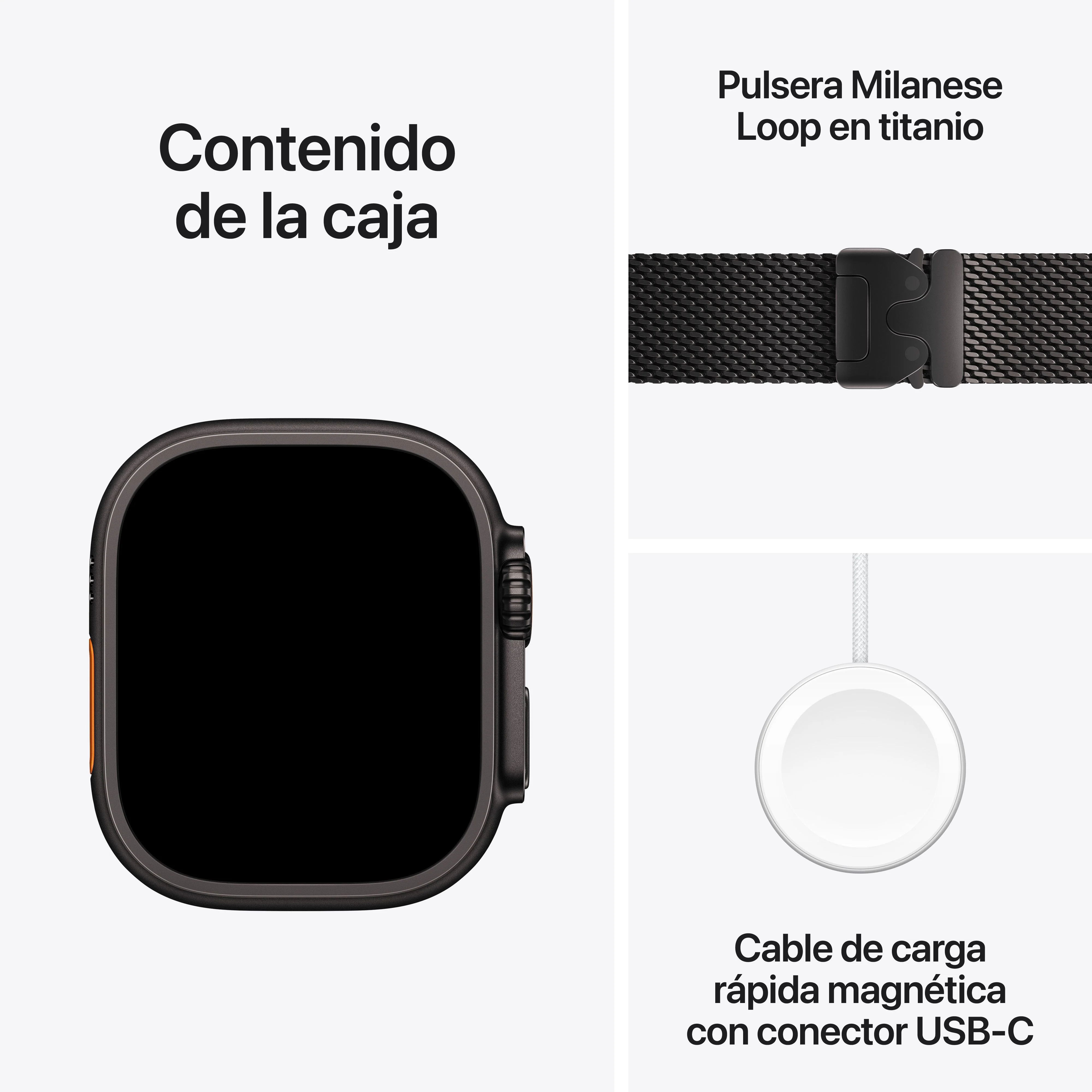 Apple Watch Ultra 3 (GPS + Cellular) - Caja de titanio negro de 49 mm - Pulsera Milanese Loop en titanio negro - Talla L - Image 8