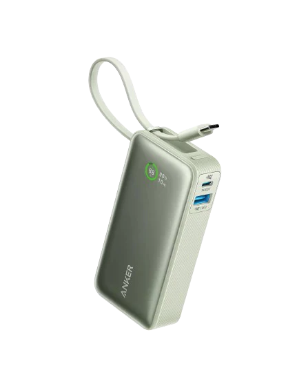 Batería externa 10.000 mAh con cable USB-C integrado de Anker - Verde