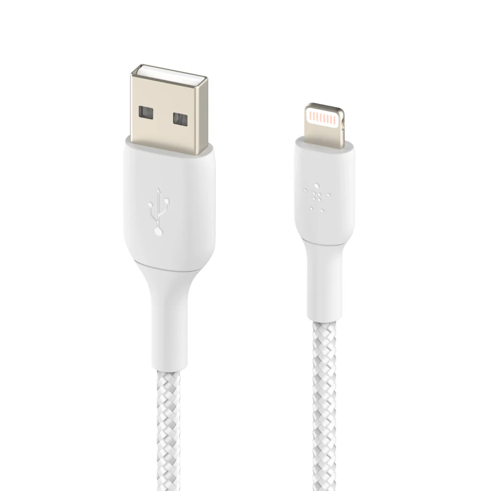 Cable de carga lightning a USB-A trenzado BOOST↑CHARGE™ de Belkin - Blanco - Image 2