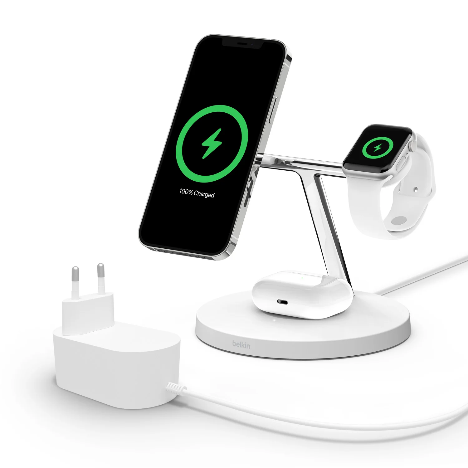 Cargador inalámbrico 3 en 1 con MagSafe de 15 W de Belkin - Blanco - Image 10