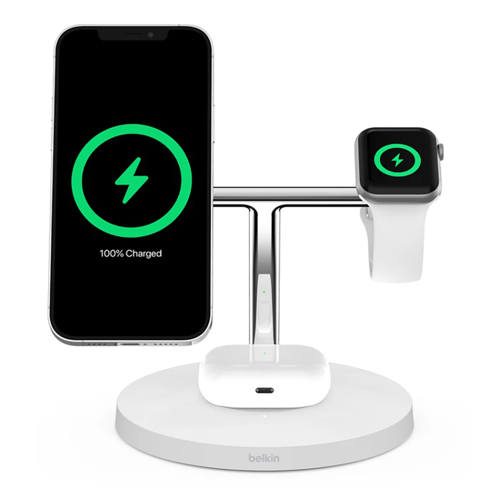 Cargador inalámbrico 3 en 1 con MagSafe de 15 W de Belkin - Blanco - Image 6