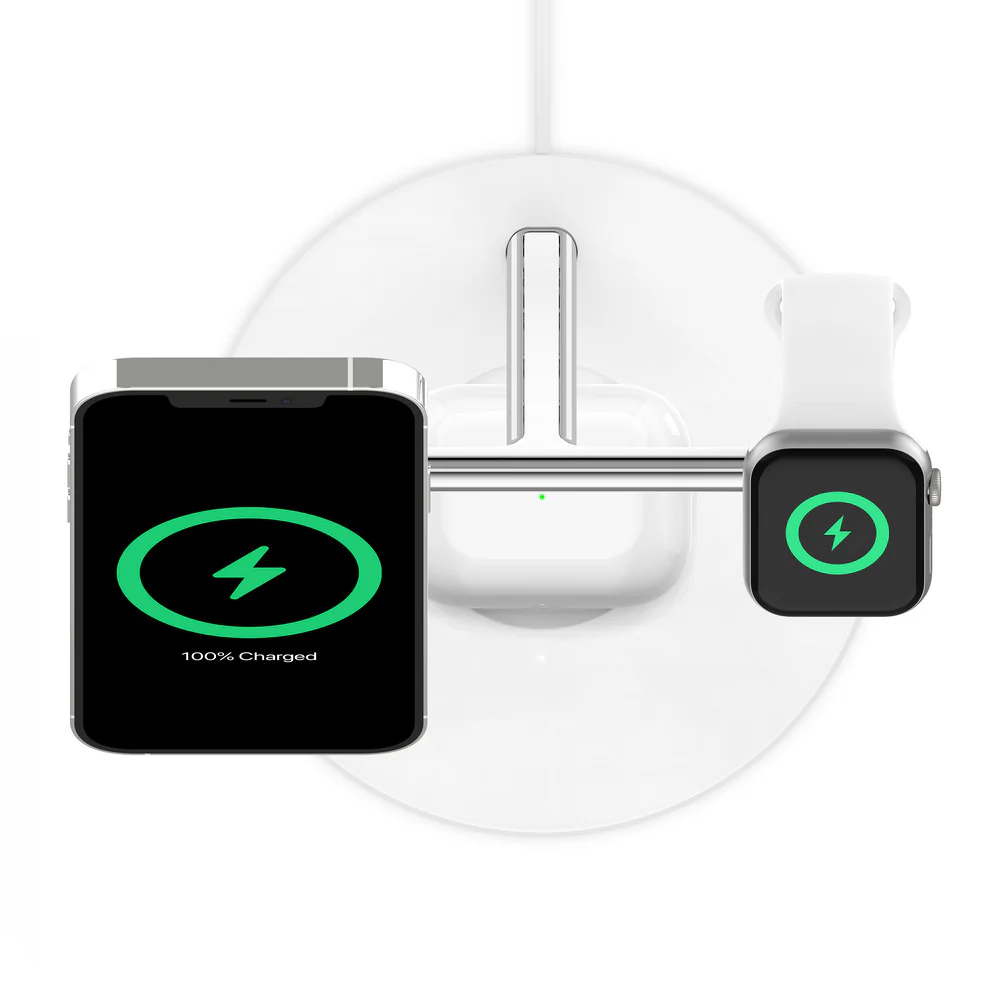 Cargador inalámbrico 3 en 1 con MagSafe de 15 W de Belkin - Blanco - Image 8