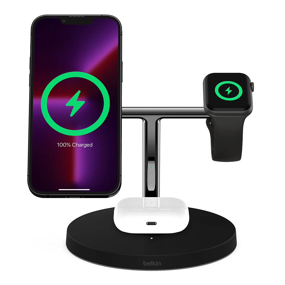 Cargador inalámbrico 3 en 1 de 15 W con tecnología MagSafe oficial BoostCharge Pro de Belkin - Negro - Image 6