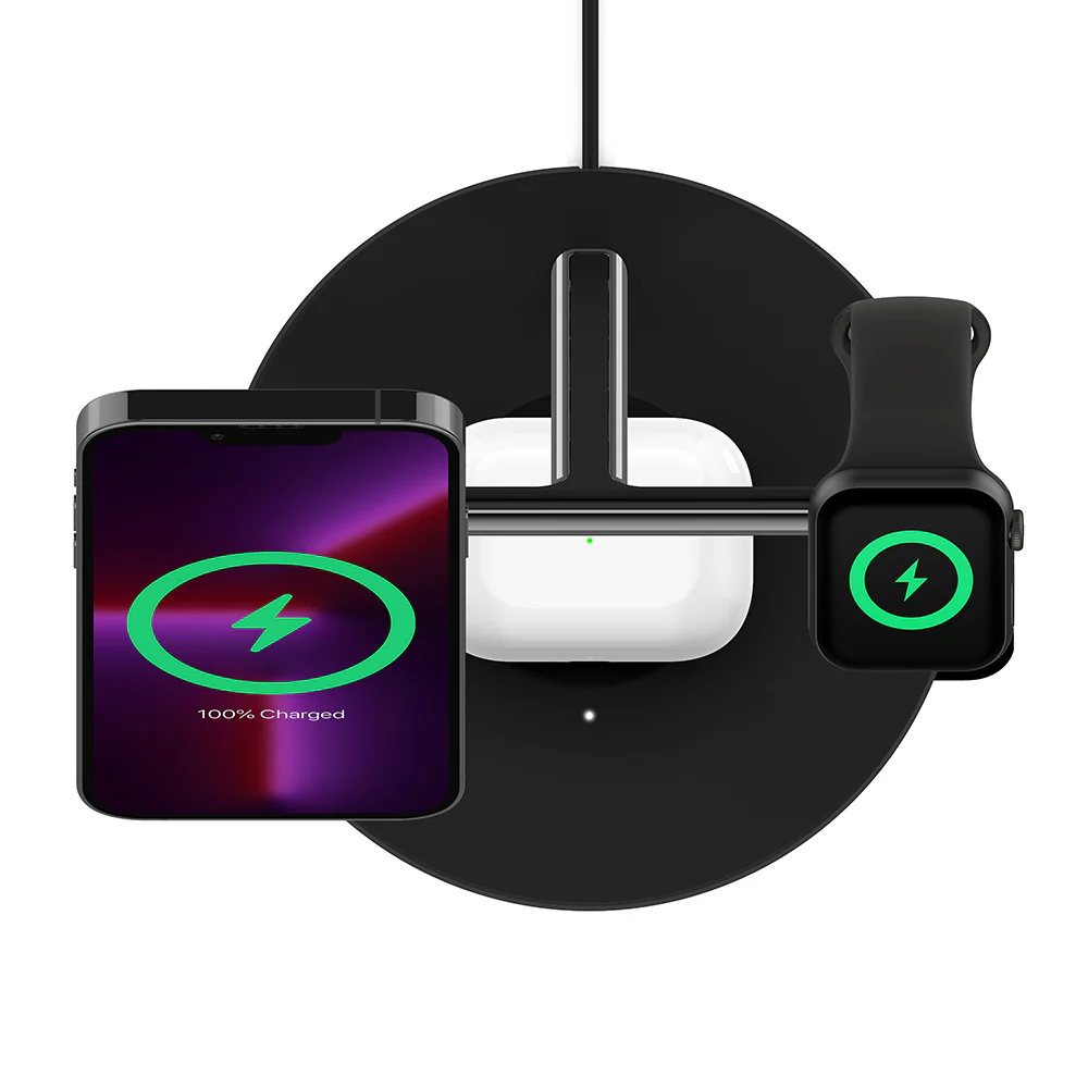 Cargador inalámbrico 3 en 1 de 15 W con tecnología MagSafe oficial BoostCharge Pro de Belkin - Negro - Image 8