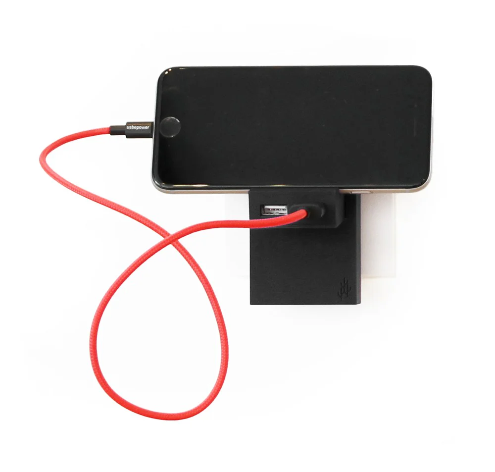 Cargador USB 2 en 1 Rock con soporte de UsbePower - Negro - Image 4