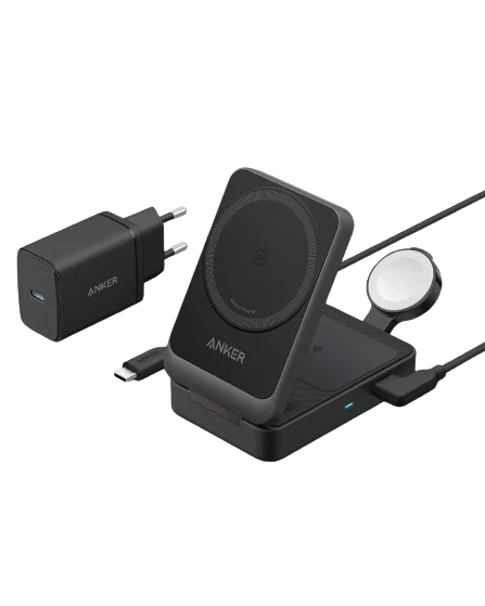 Cargador 3 en 1 plegable MagGo Wireless de Anker - Negro