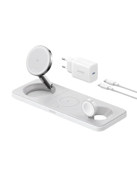 Cargador magnético 3 en 1 MagGo Wireless de Anker - Blanco
