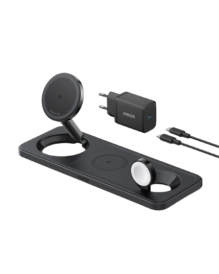 Cargador magnético 3 en 1 MagGo Wireless de Anker - Negro