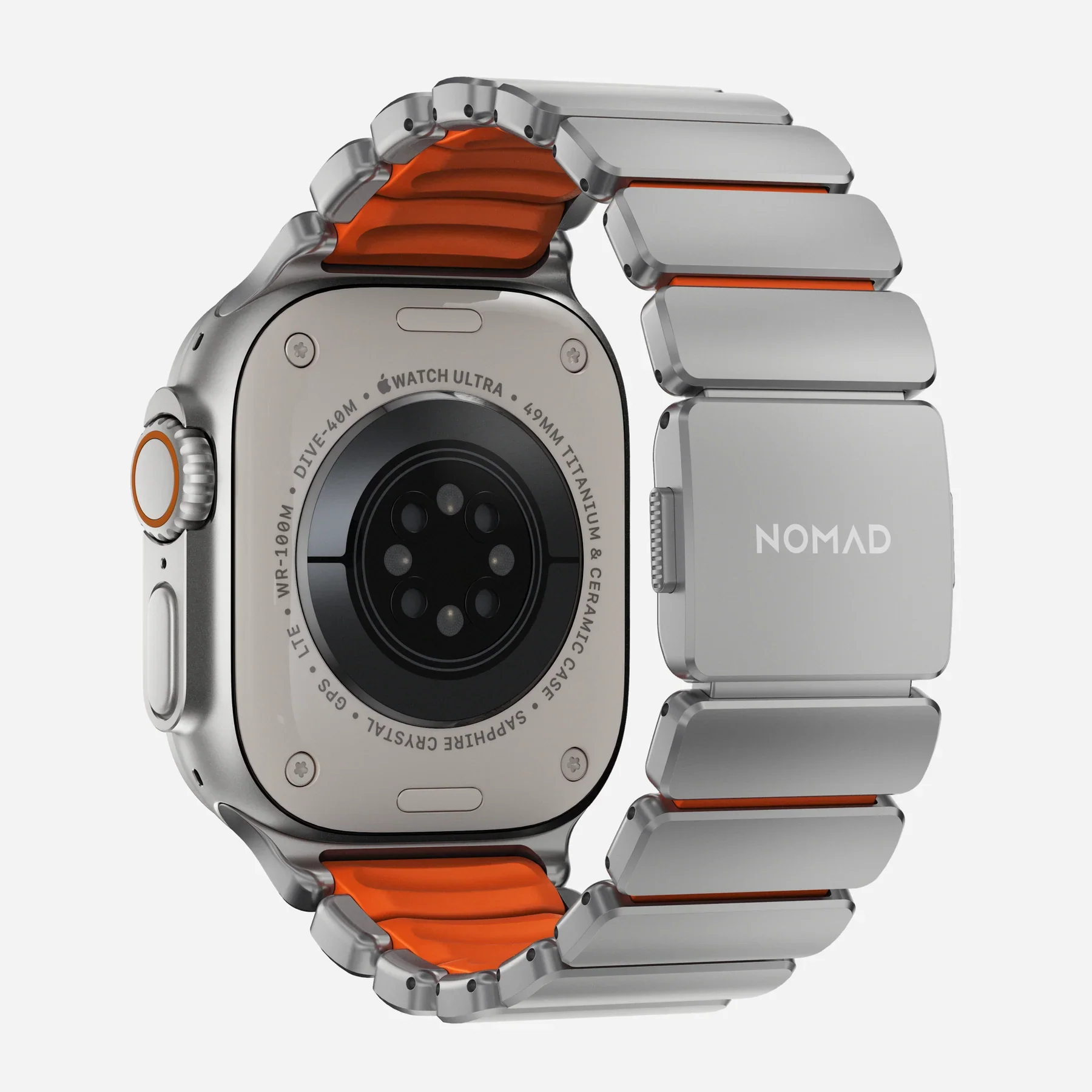 Correa para Apple Watch Ultra Stratos Titanio 45mm de Nomad - Titanio natural/Naranja - Image 3