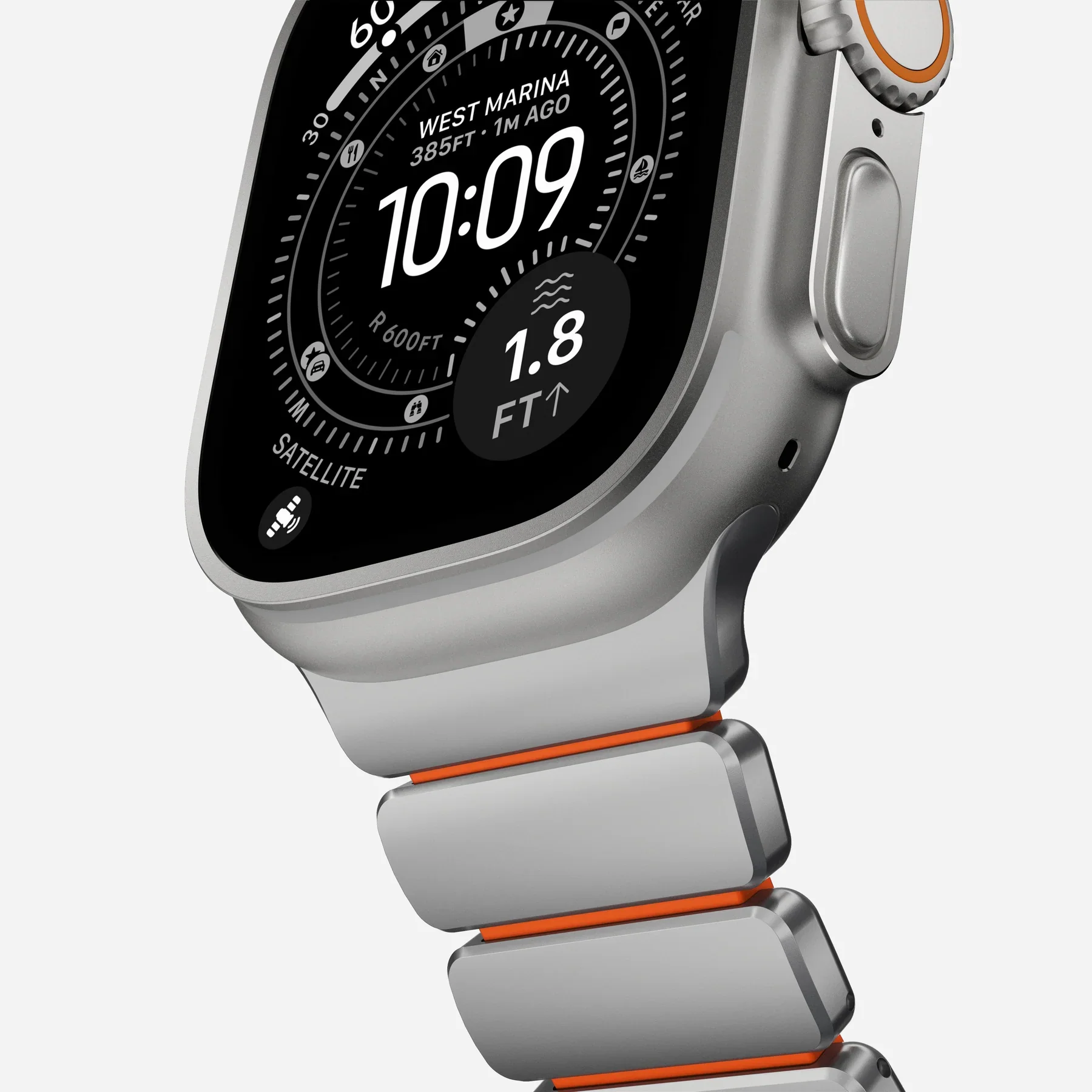 Correa para Apple Watch Ultra Stratos Titanio 45mm de Nomad - Titanio natural/Naranja - Image 7