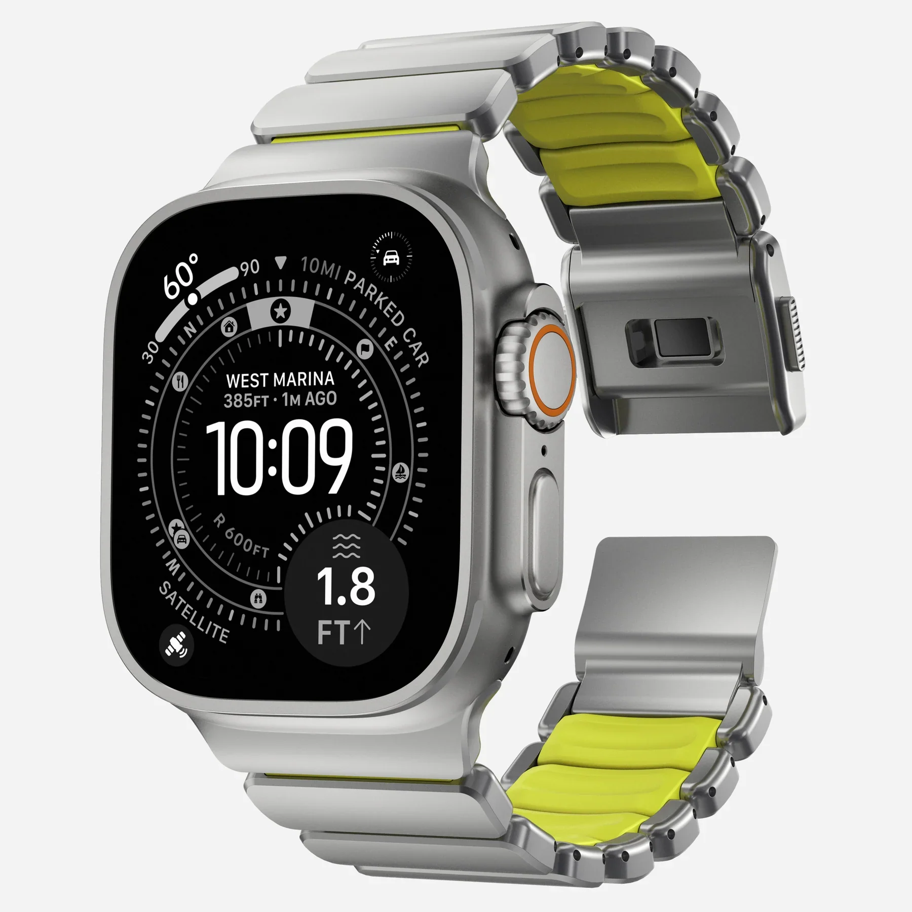 Correa para Apple Watch Ultra Stratos Titanio 45mm de Nomad - Titanio natural/Amarillo - Image 5