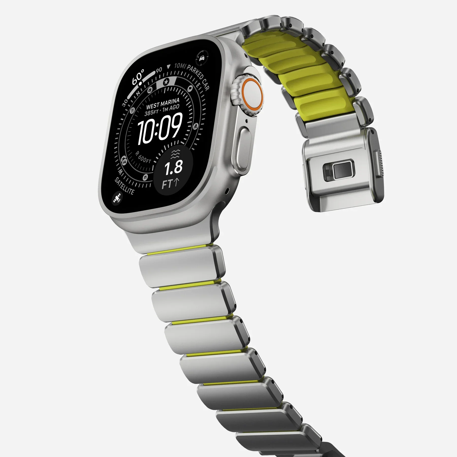 Correa para Apple Watch Ultra Stratos Titanio 45mm de Nomad - Titanio natural/Amarillo - Image 8