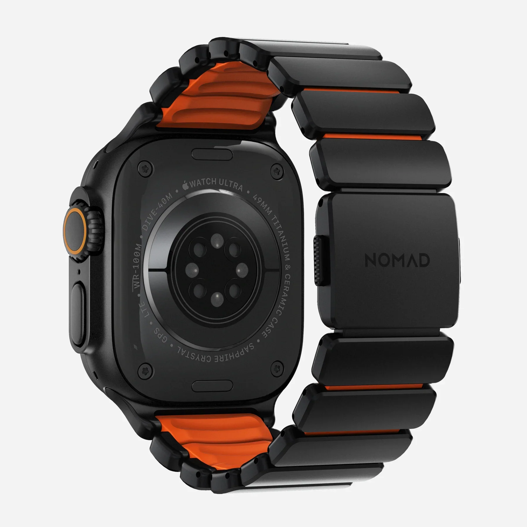 Correa para Apple Watch Ultra Stratos Titanio 45mm de Nomad - Titanio negro/Naranja - Image 4