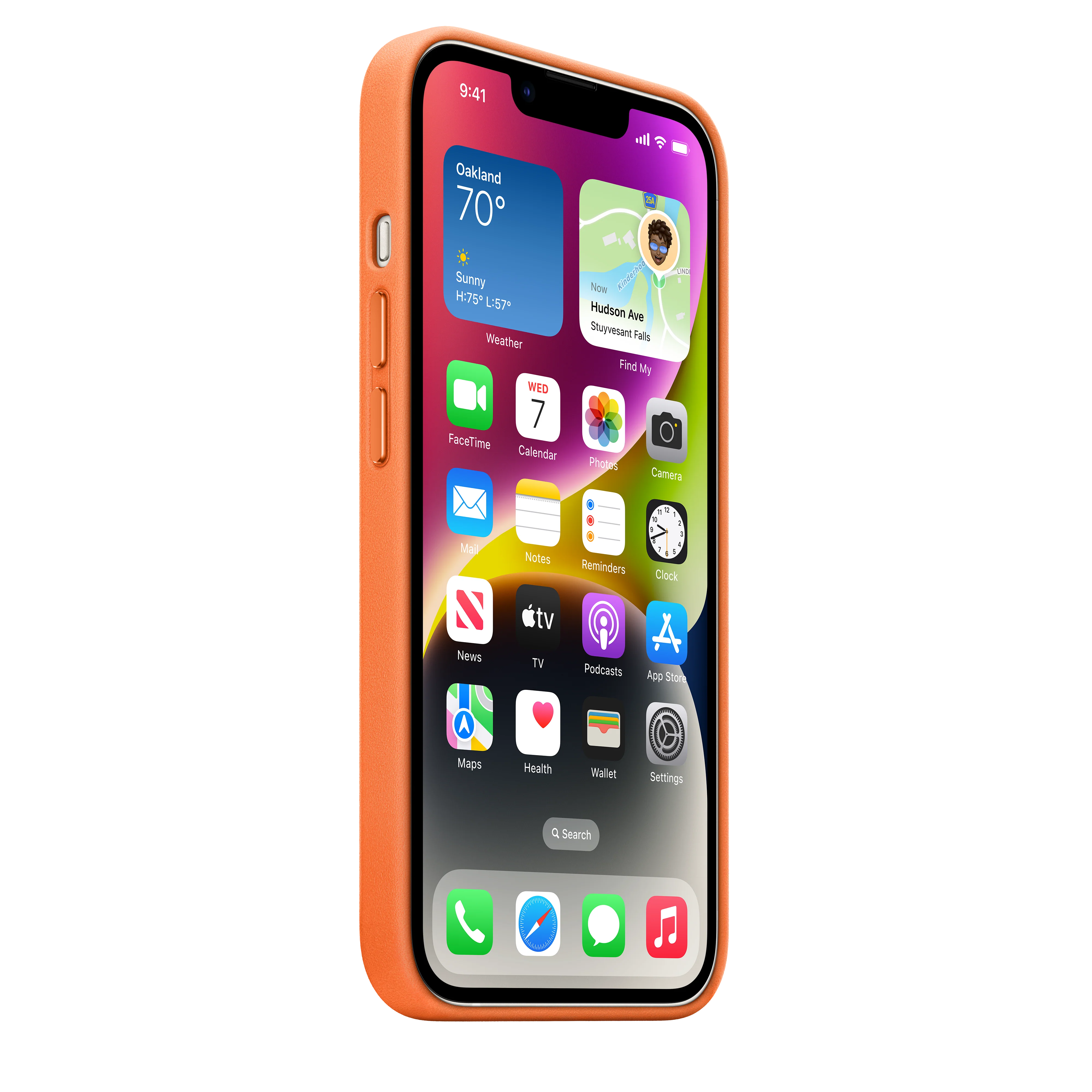 Funda para iPhone 14 de piel con MagSafe - Naranja - Image 7
