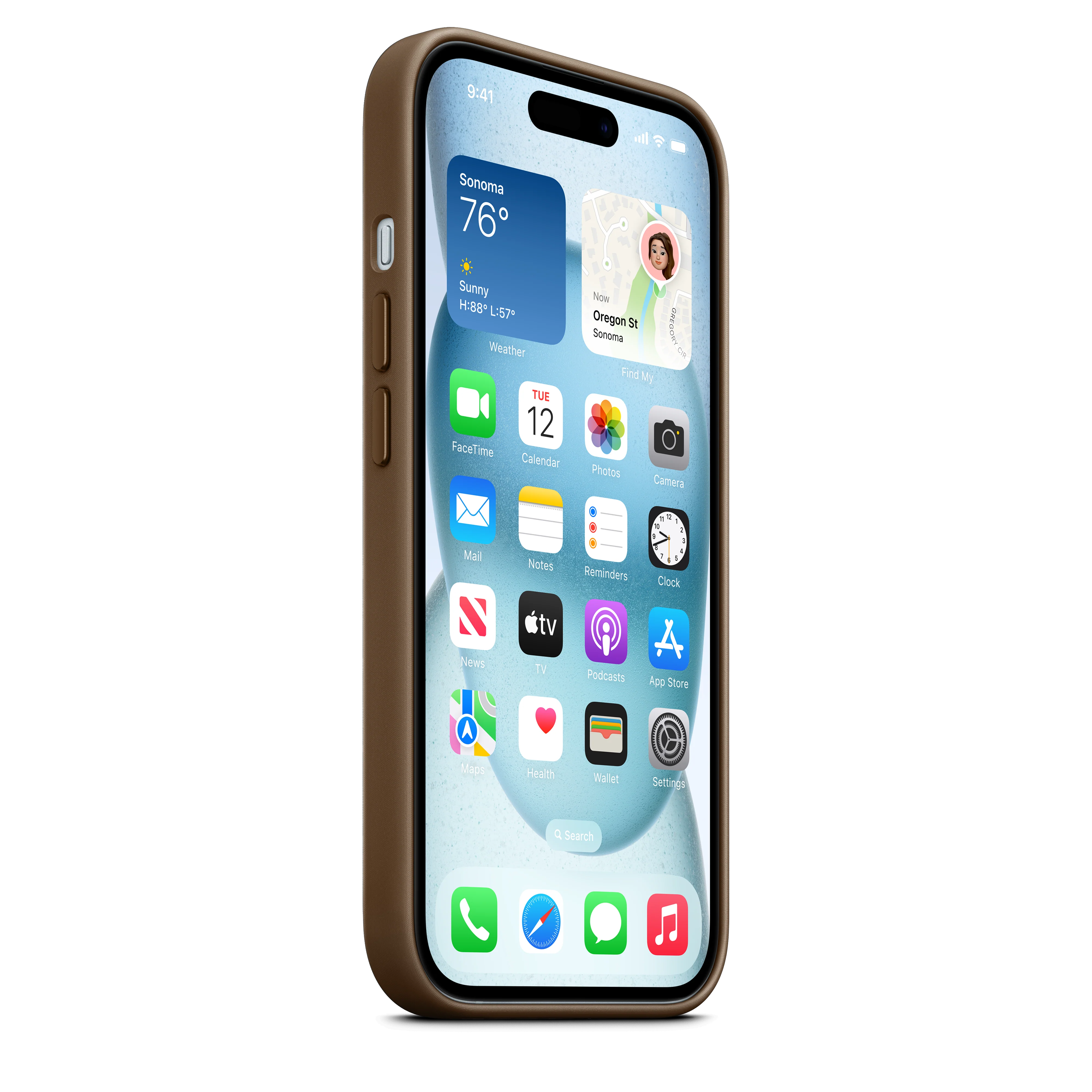 Funda para iPhone 15 de trenzado fino con MagSafe - Marrón topo - Image 7