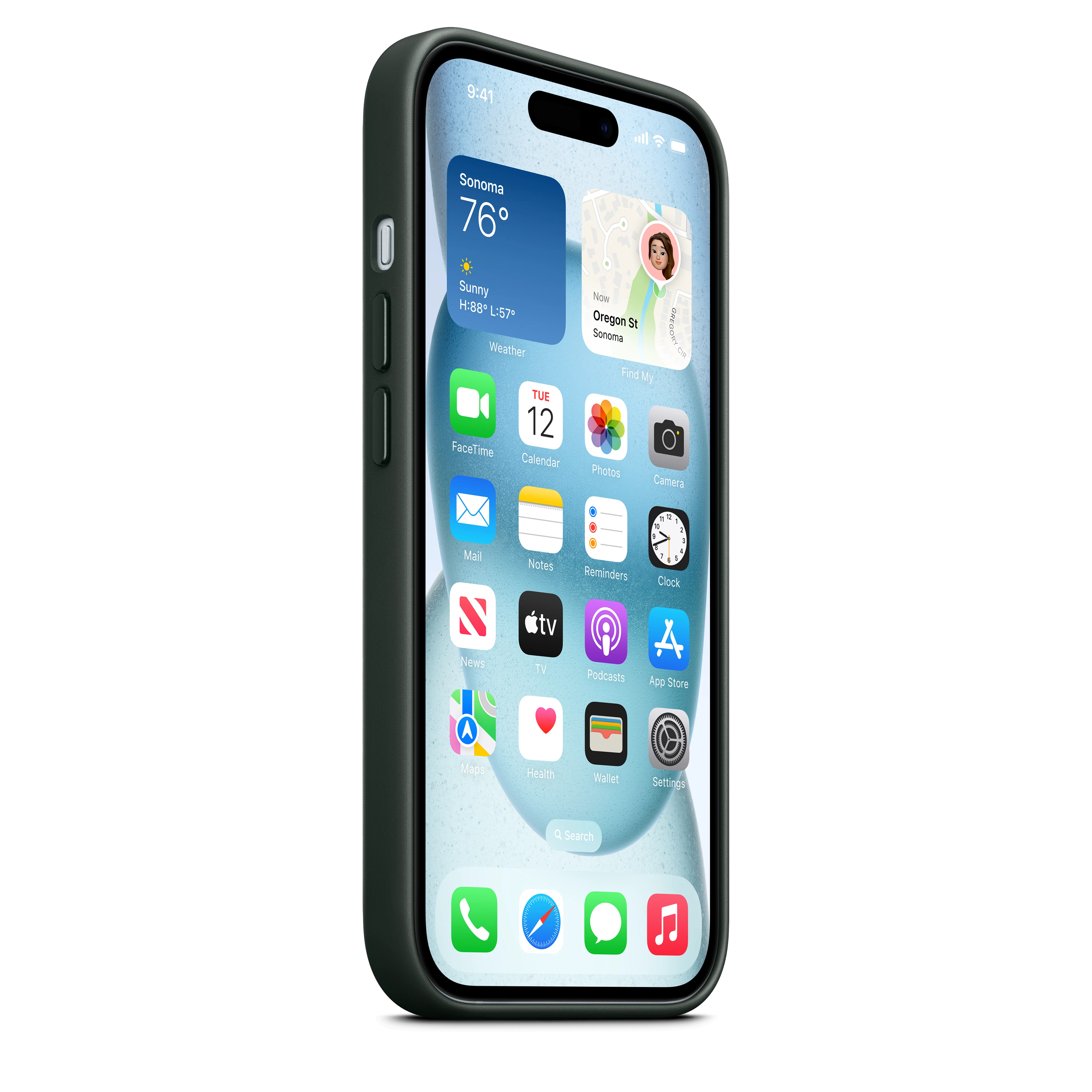 Funda para iPhone 15 de trenzado fino con MagSafe - Verde perenne - Image 7