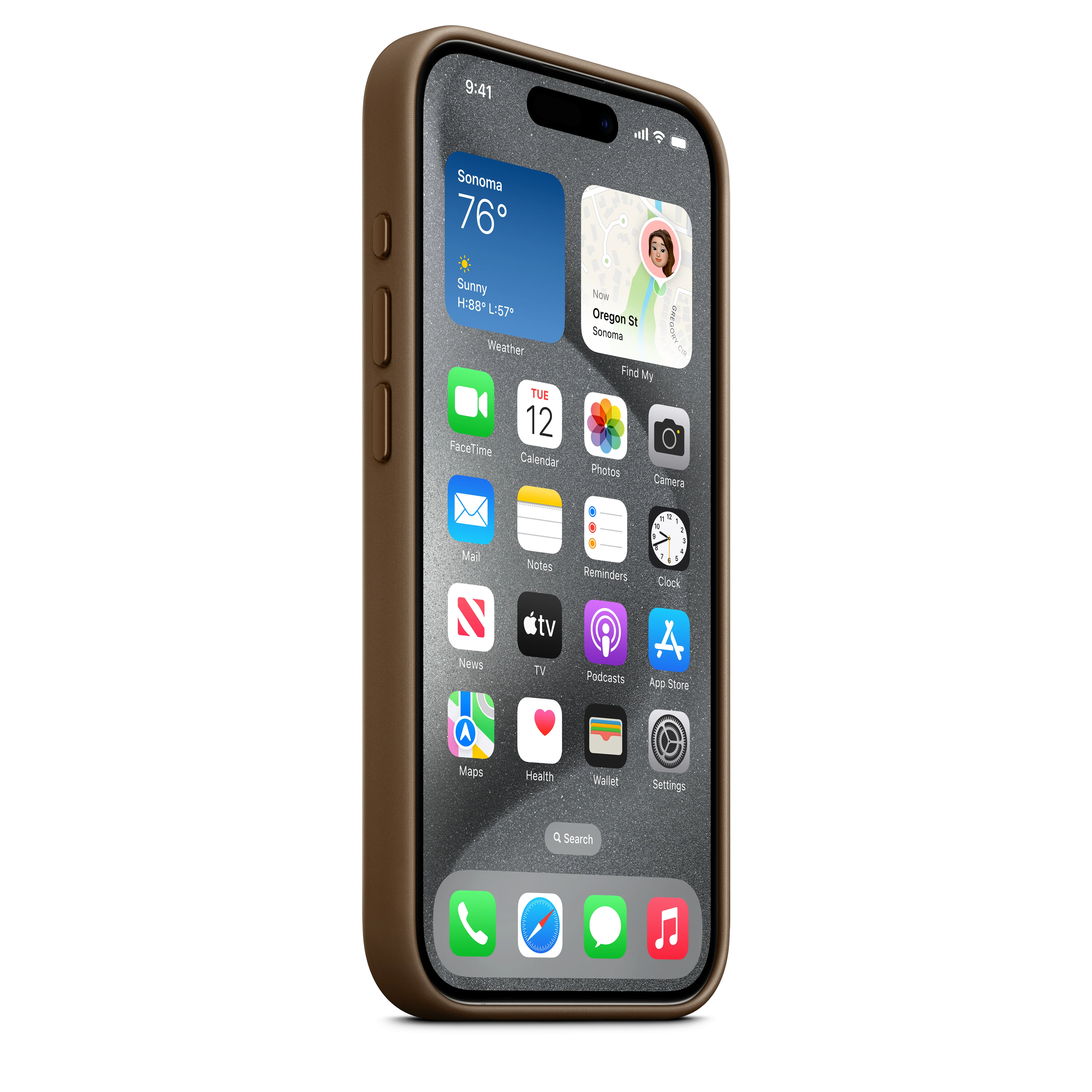 Funda para iPhone 15 Pro de trenzado fino con MagSafe - Marrón topo - Image 6