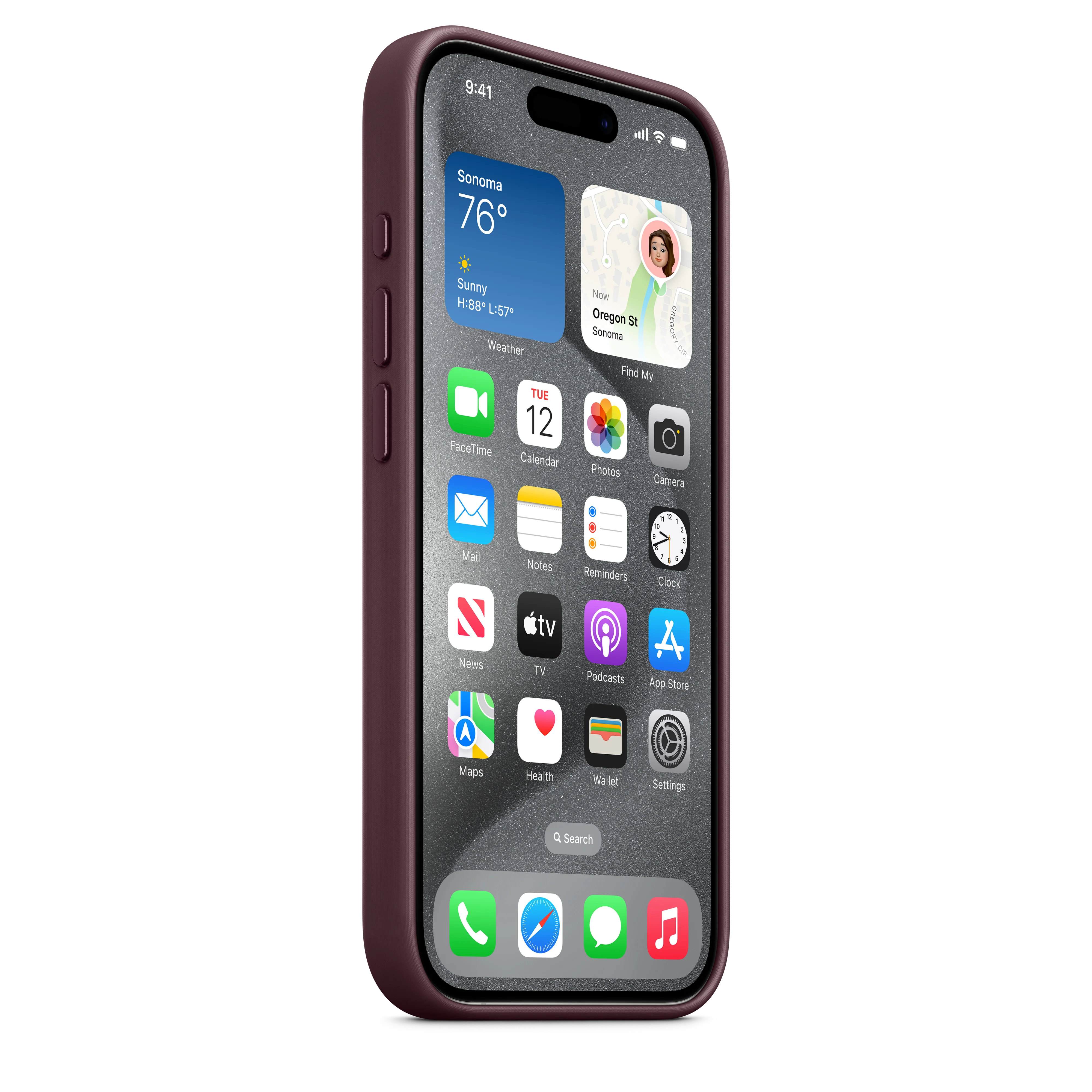 Funda para iPhone 15 Pro de trenzado fino con MagSafe - Rojo mora - Image 6