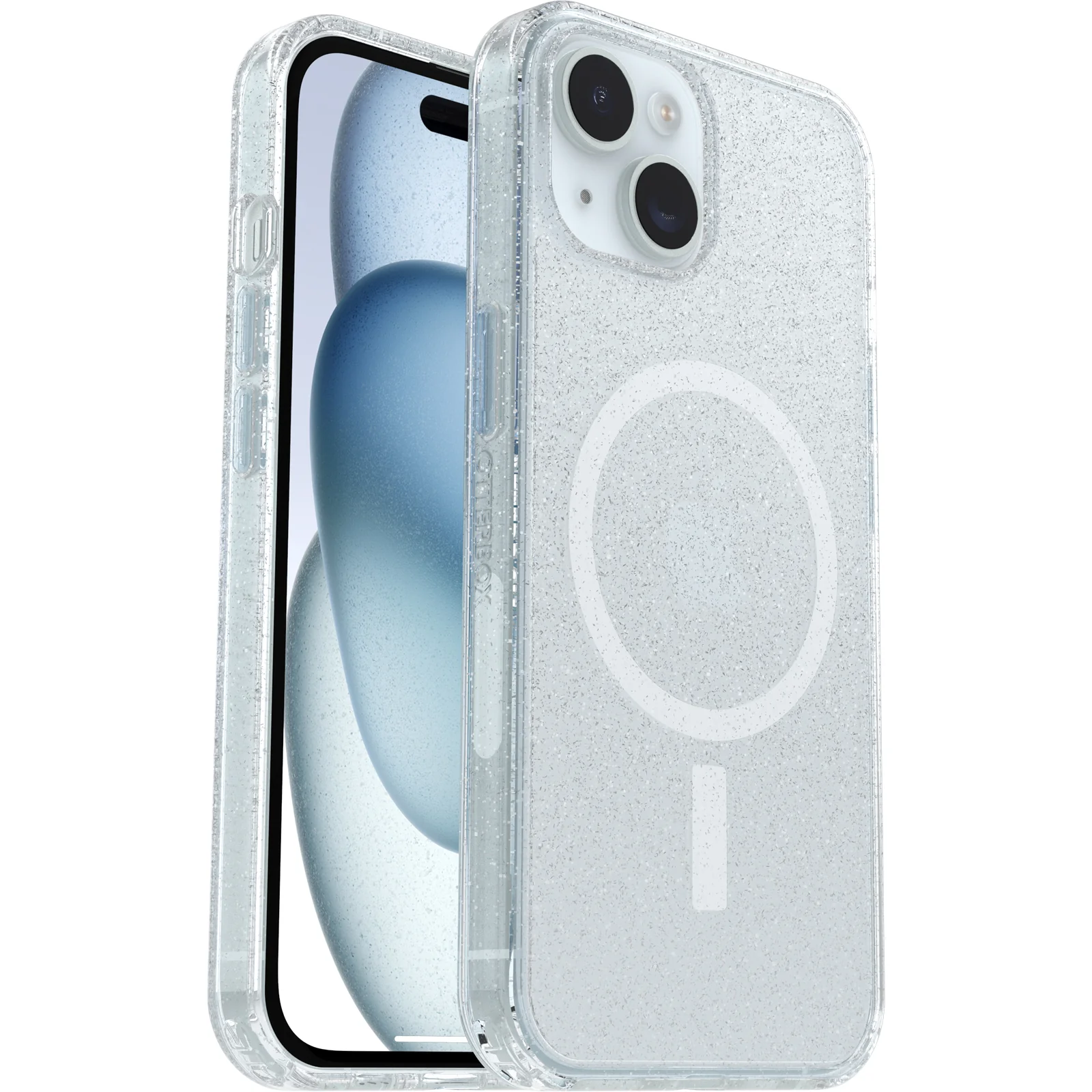 Funda para iPhone 13/14/15/16e Symmetry Clear Series para MagSafe de OtterBox - Stardust (Purpurina Transparente) - Image 4