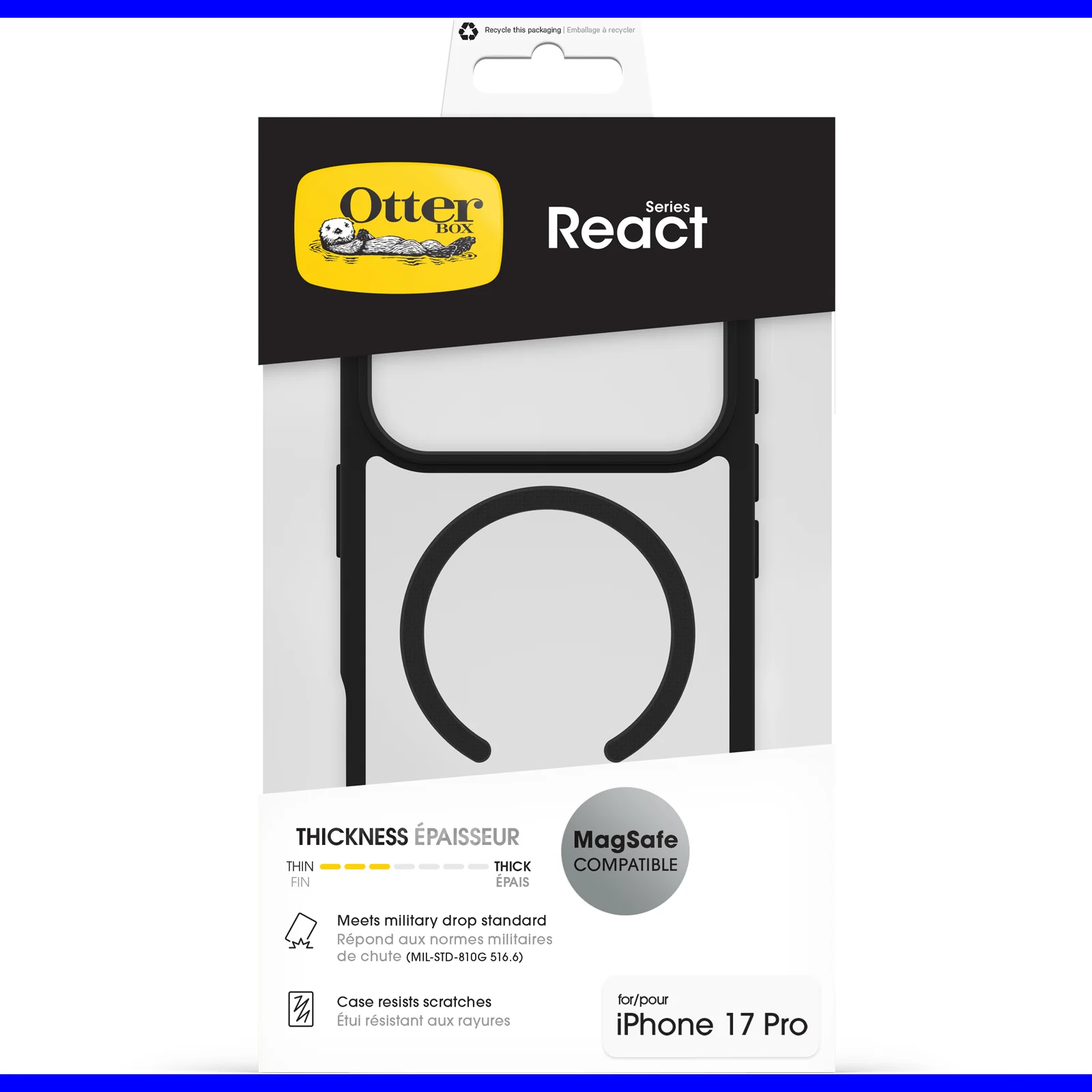 Funda para iPhone 17 Pro React Series MagSafe de OtterBox - Black Crystal (Negro/Transparente) - Image 2