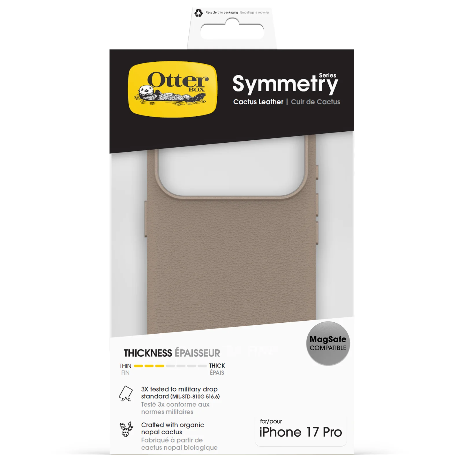 Funda para iPhone 17 Pro Symmetry Series Cactus Leather para MagSafe de OtterBox - Grey Comfort (Beige) - Image 2