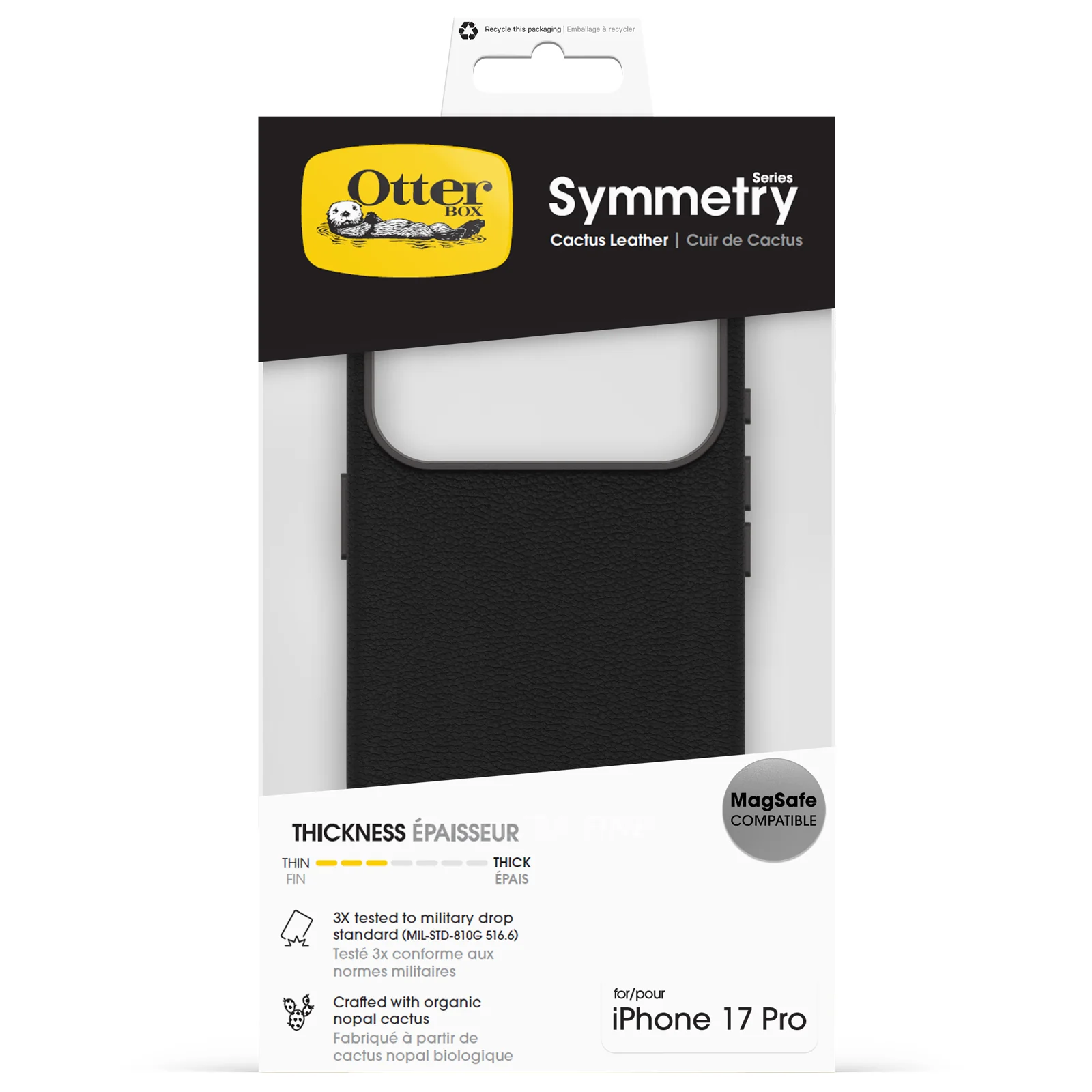 Funda para iPhone 17 Pro Symmetry Series Cactus Leather para MagSafe de OtterBox - Noir Ash (Negro) - Image 2