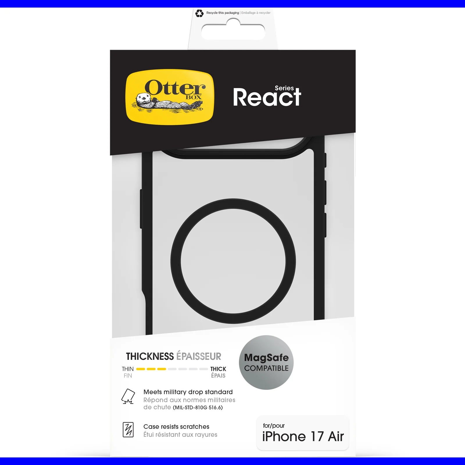 Funda para iPhone Air React Series MagSafe de OtterBox - Black Crystal (Negro/Transparente) - Image 5