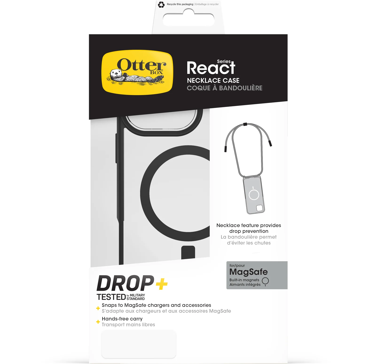 Funda para iPhone 16 Pro Max React Series Necklace MagSafe de OtterBox - Black Crystal (Negro/Transparente) - Image 5